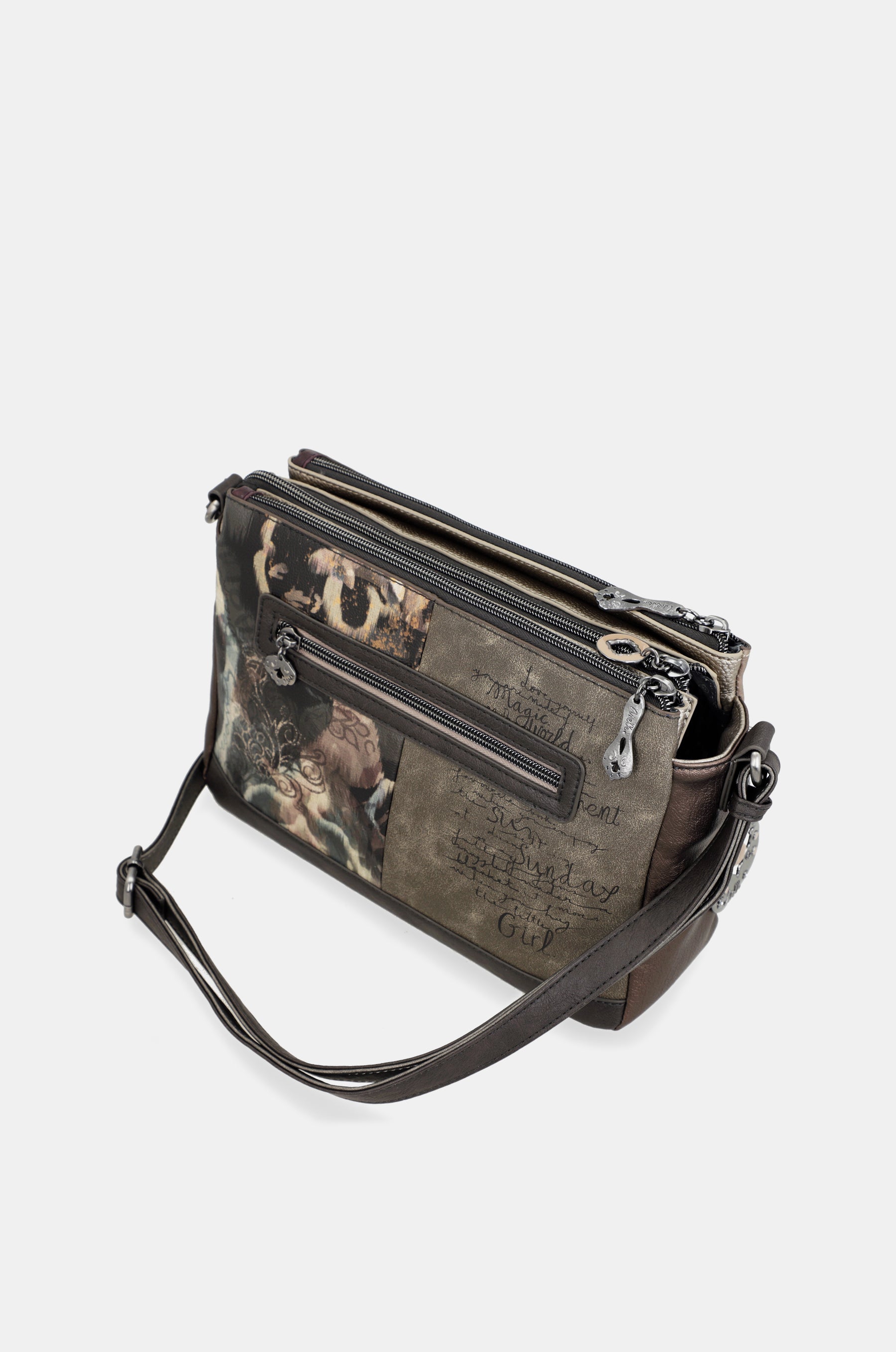 Sac bandoulière à motifs 3 compartiments Real