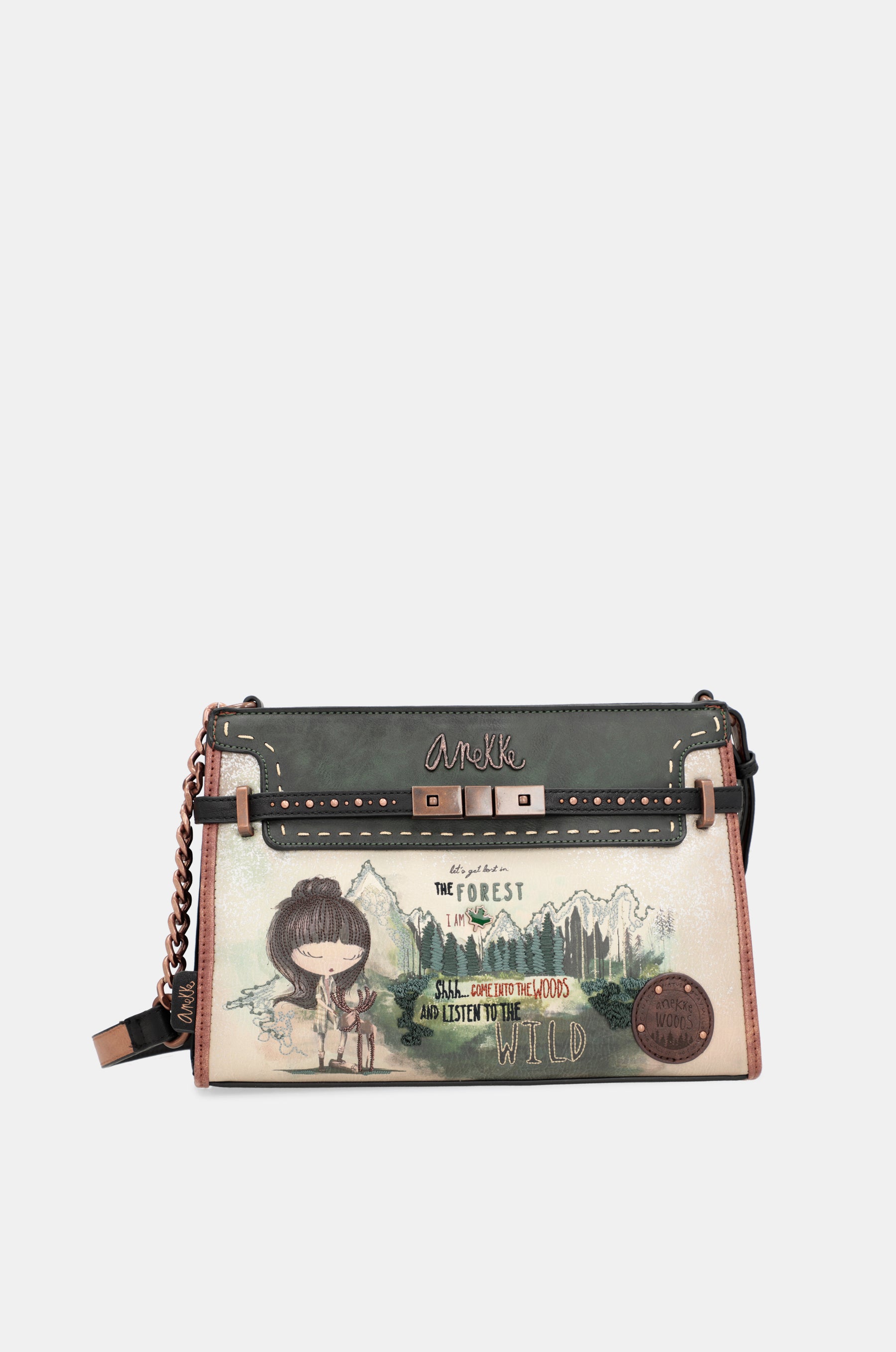 Le sac d'épaule forestier avec des applications métalliques
