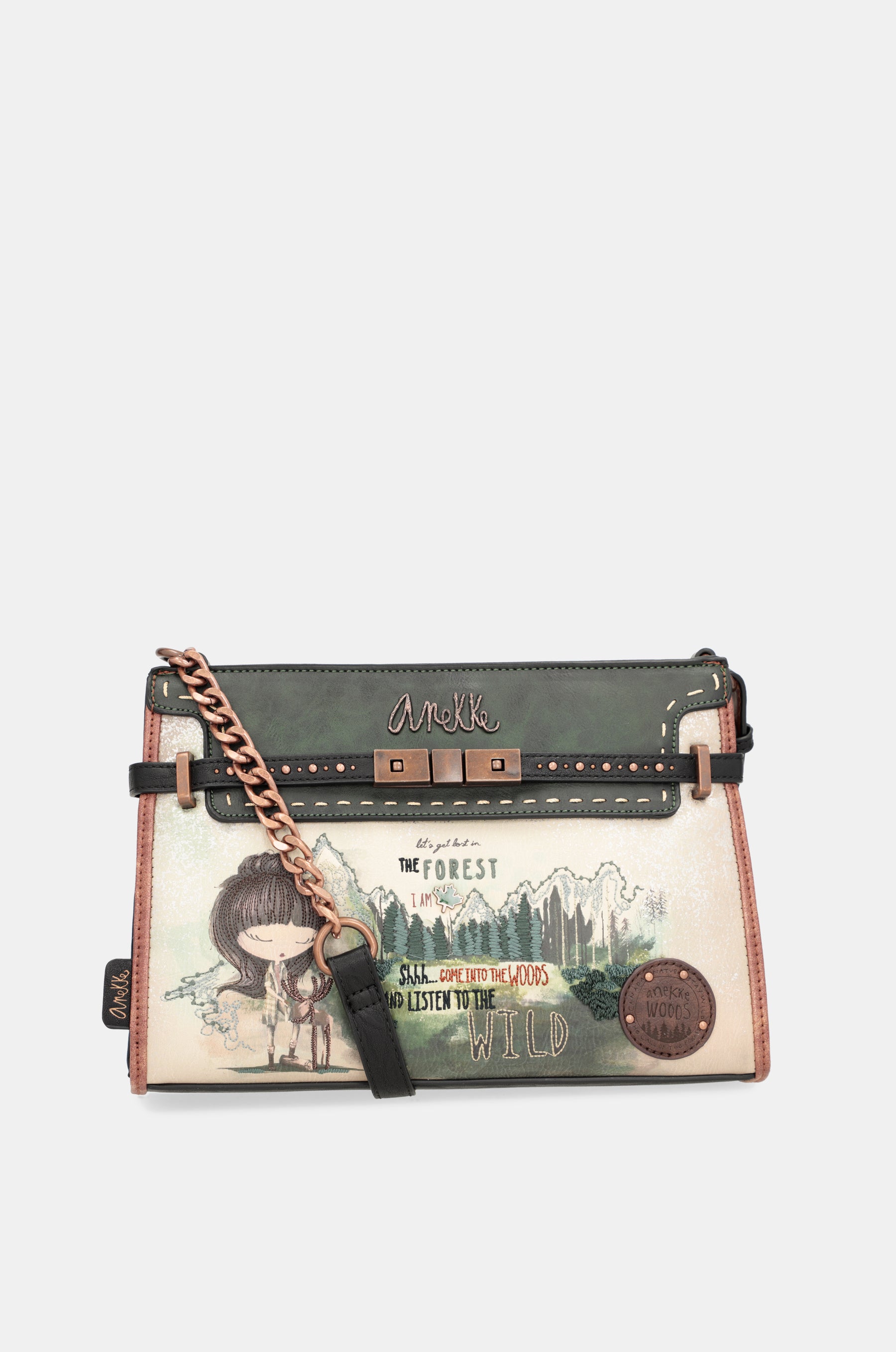 Le sac d'épaule forestier avec des applications métalliques