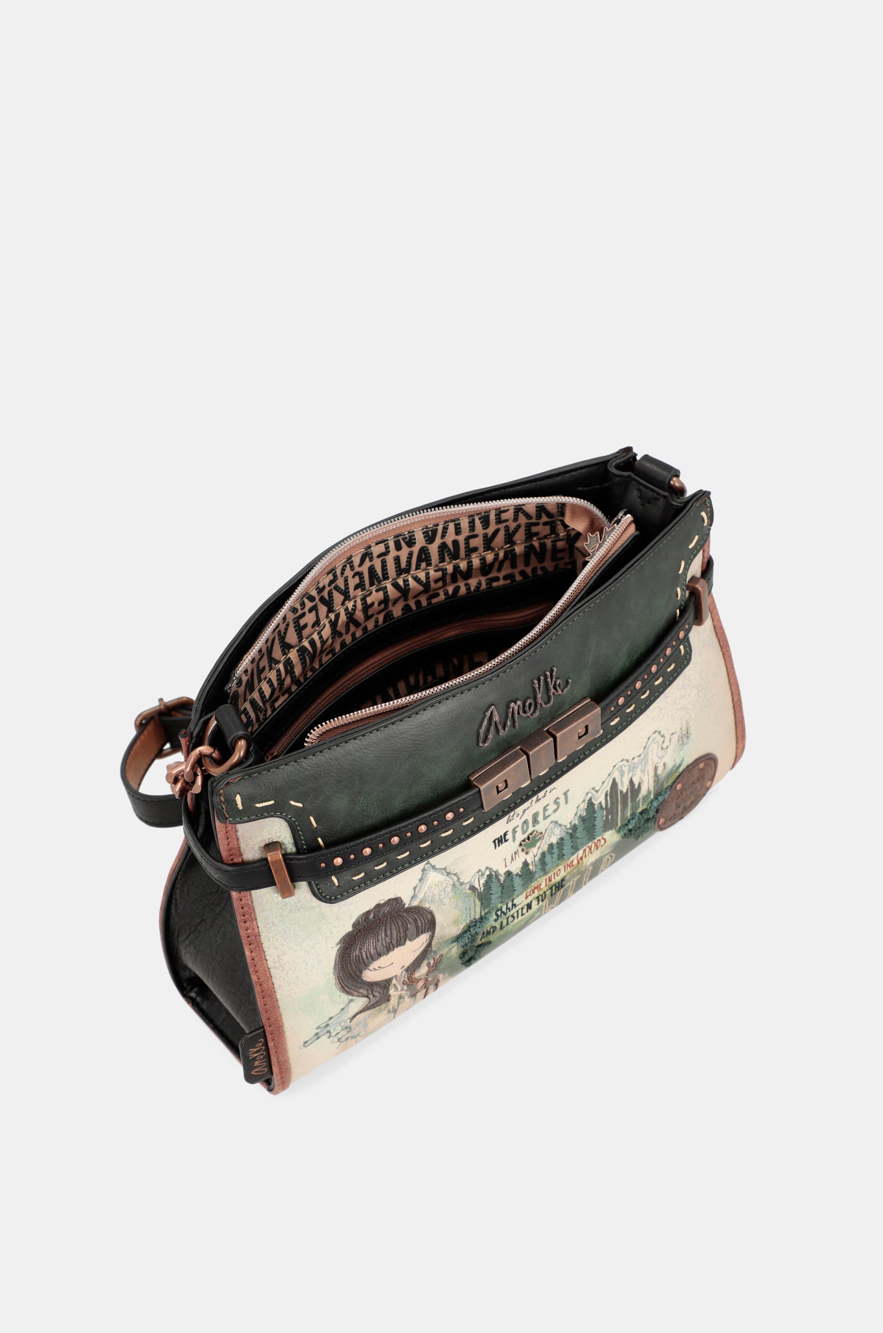 Le sac d'épaule forestier avec des applications métalliques