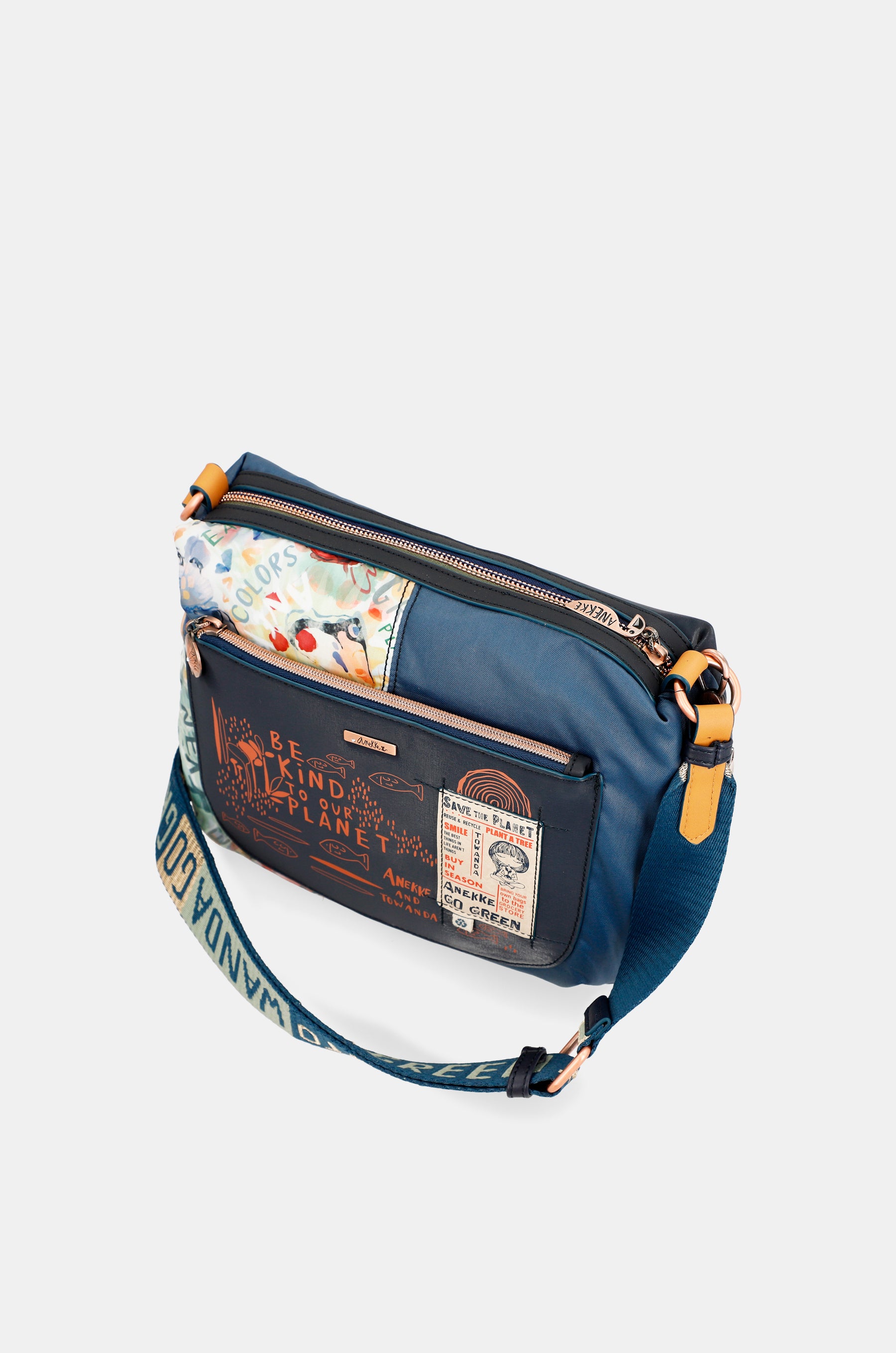 Nature Pachamama Sac crossbody bleu marine flexible