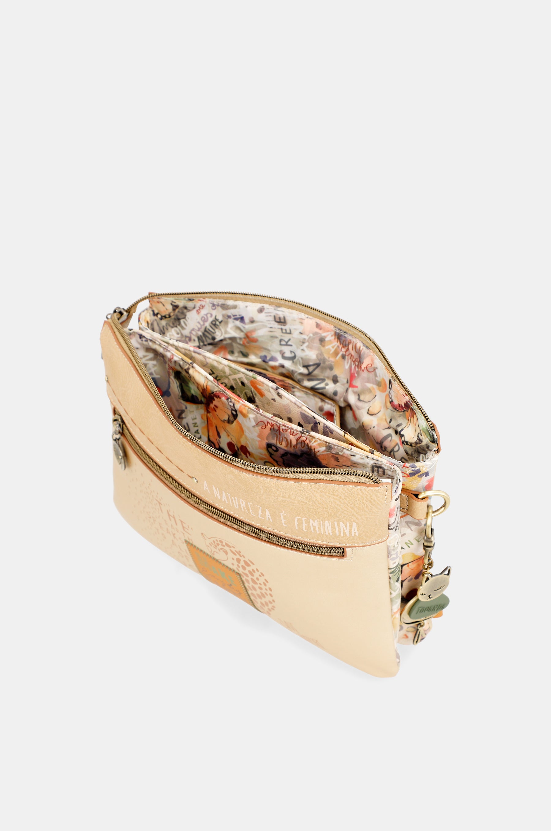 Nature Pachamama Golden Crossbody Sac avec deux compartiments