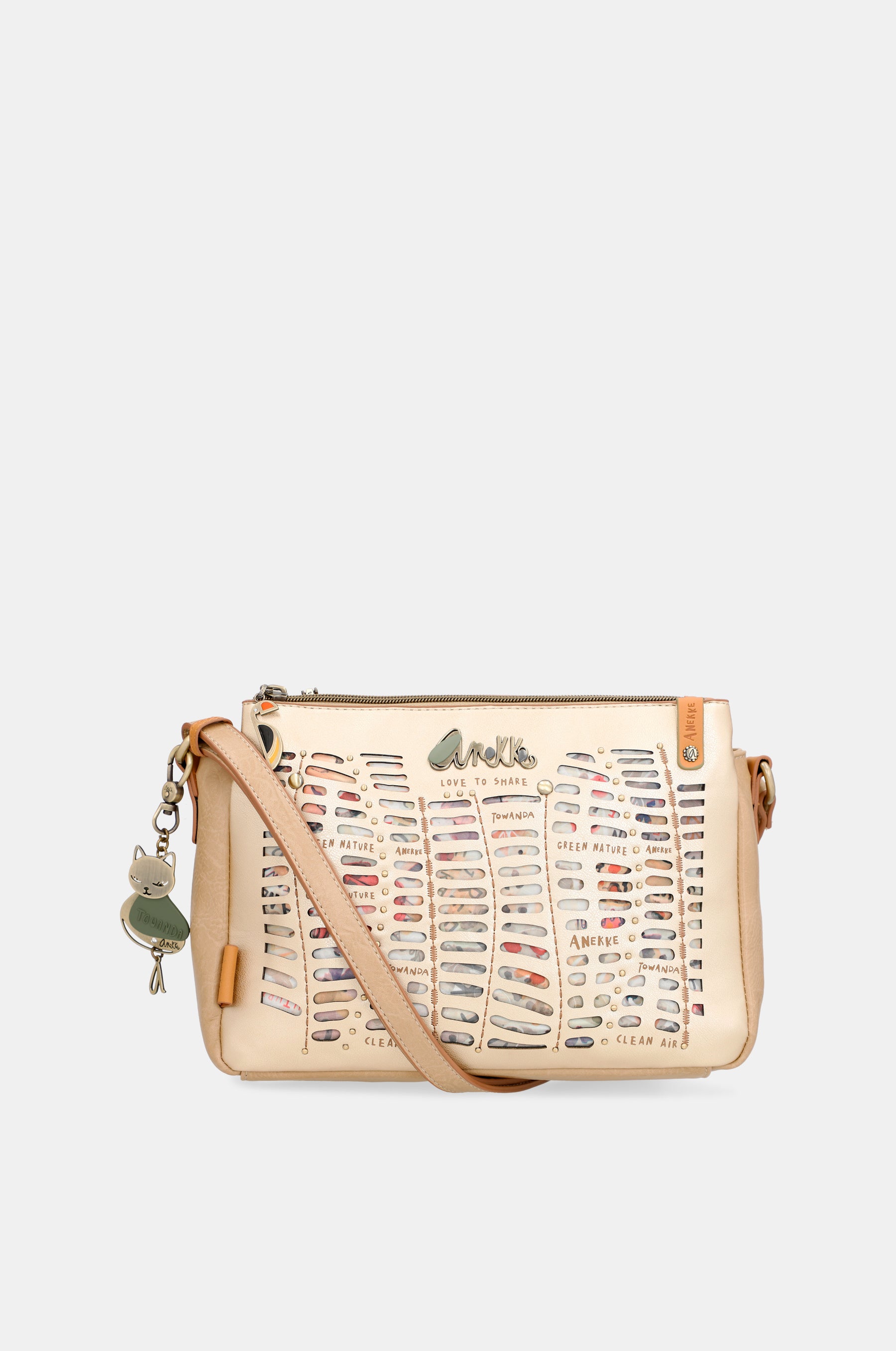 Nature Pachamama Golden Crossbody Sac avec trois compartiments
