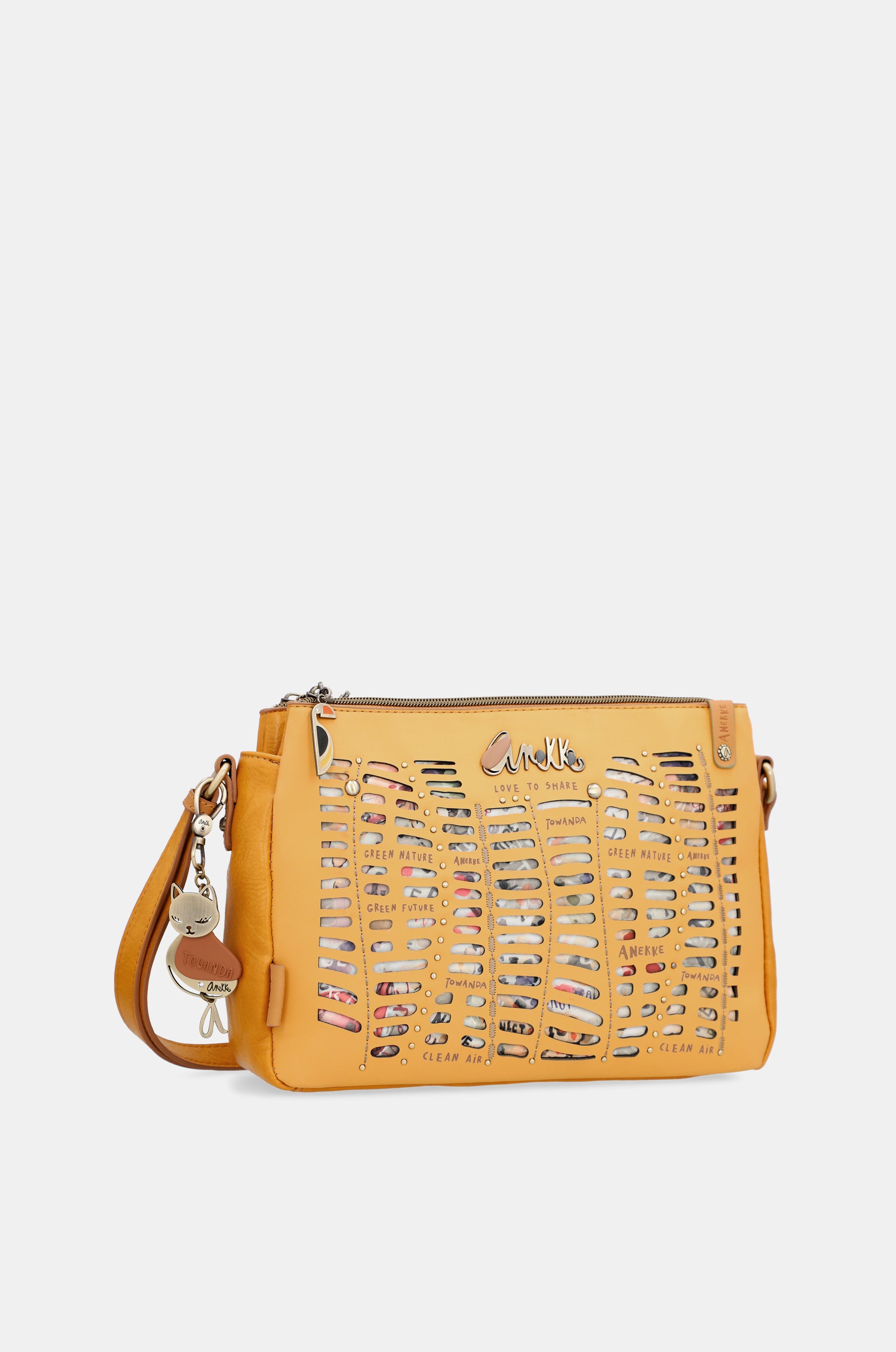 Nature Pachamama Ocher Crossbody Sac avec 3 compartiments