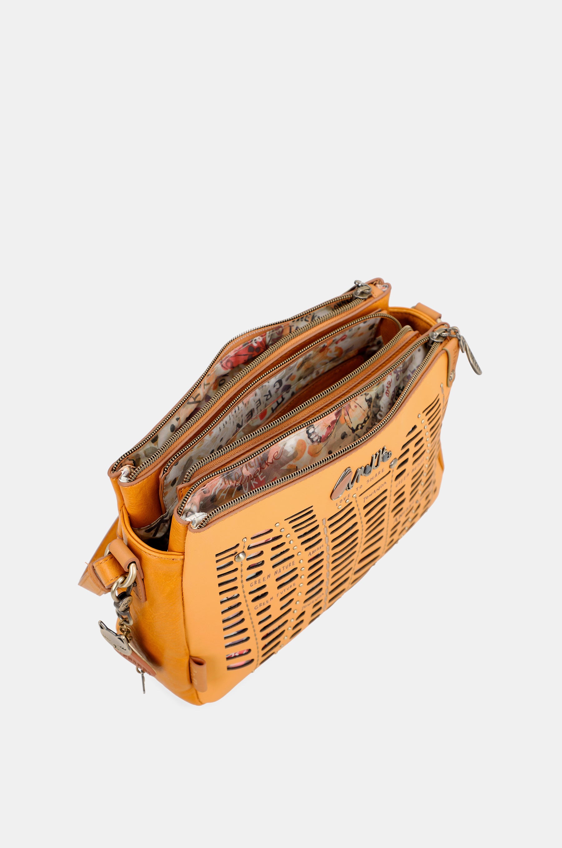 Nature Pachamama Ocher Crossbody Sac avec 3 compartiments