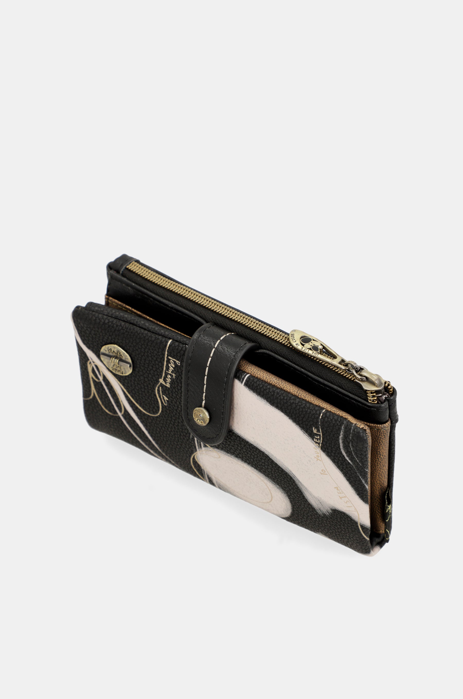 Nature shodō noir rfid flexi portefeuille noir