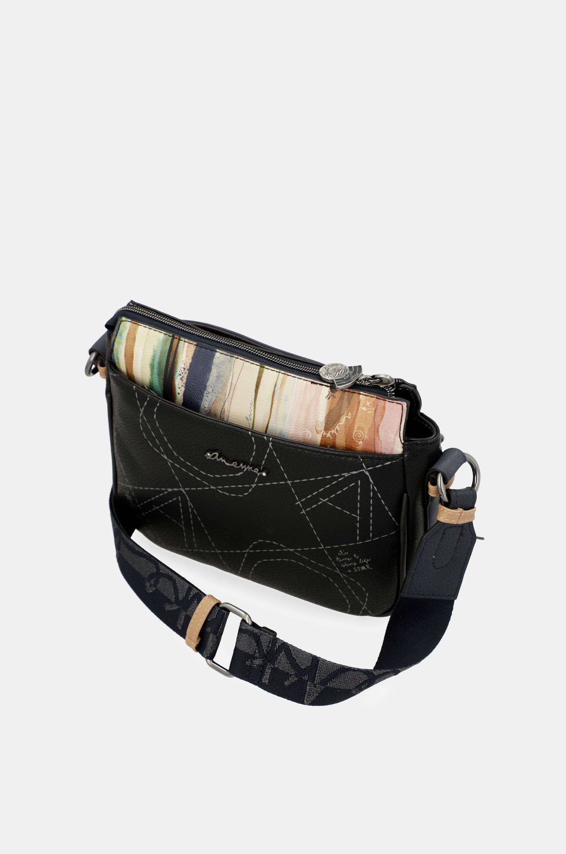 Sac bandoulière 3 compartiments bleu marine Studio