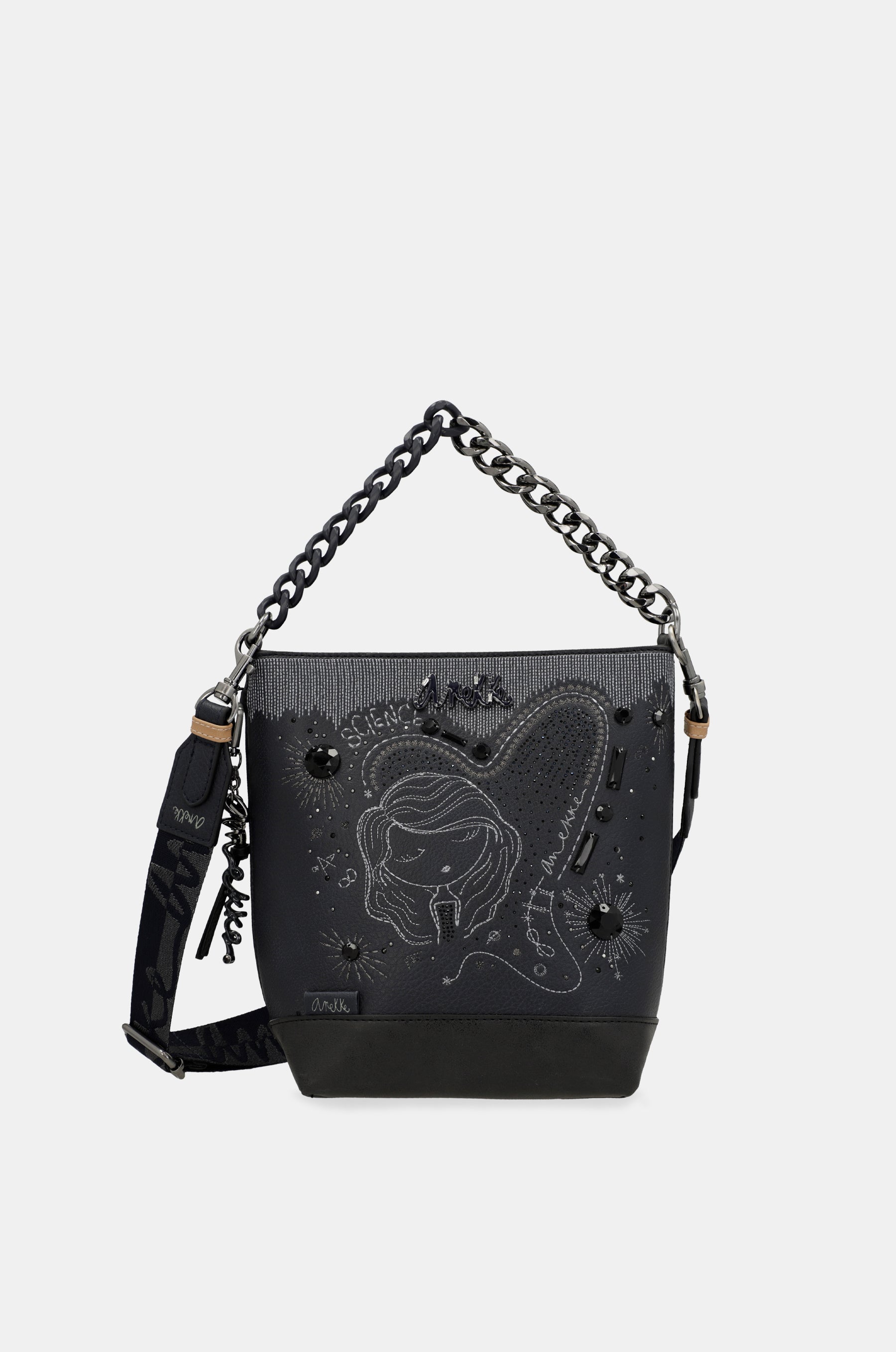 Sac bandoulière moyen format bleu marine Studio