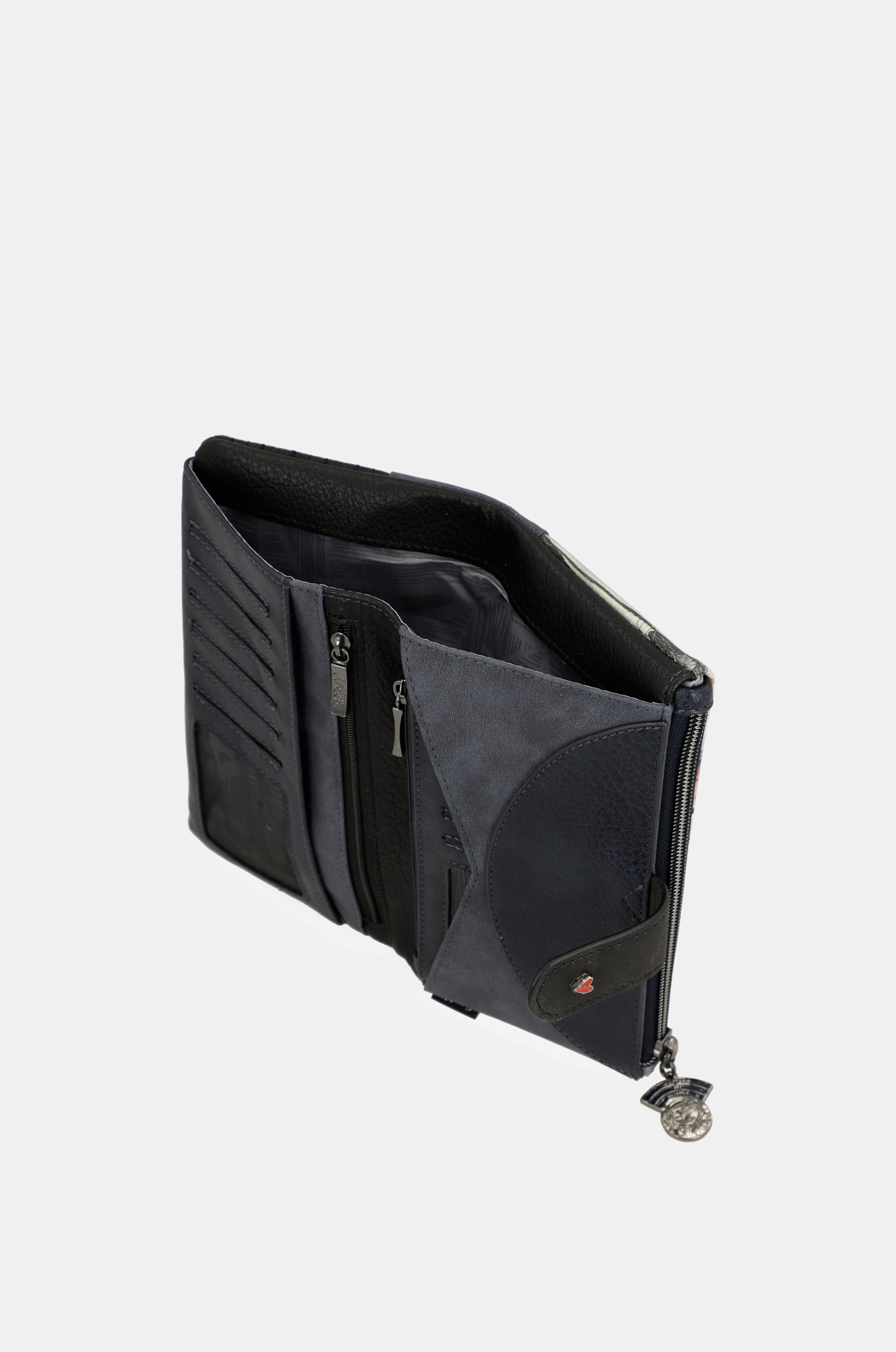 Portefeuille RFID souple grand format bleu marine Studio