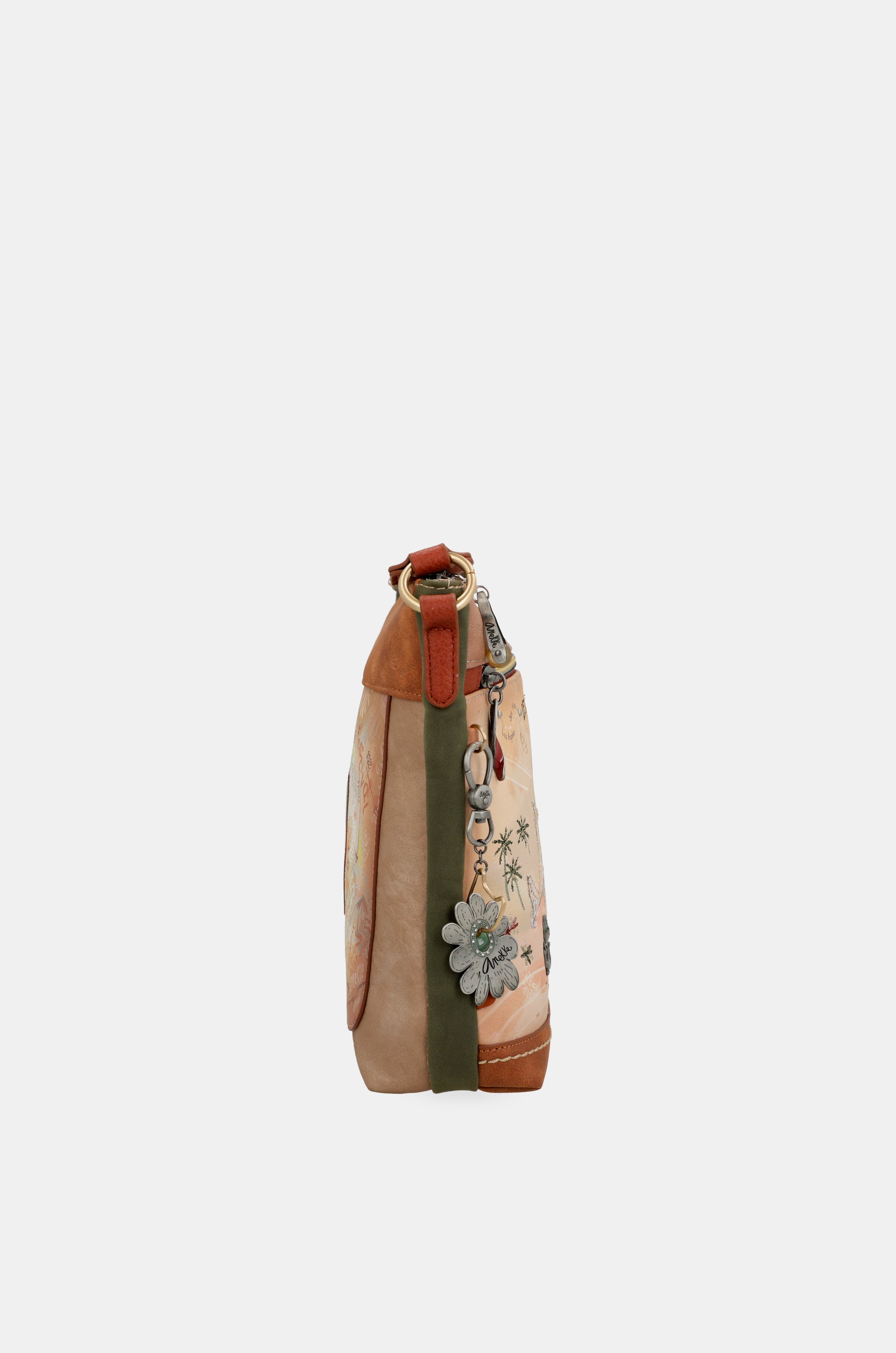 Sac bandoulière carré camel Peace & Love