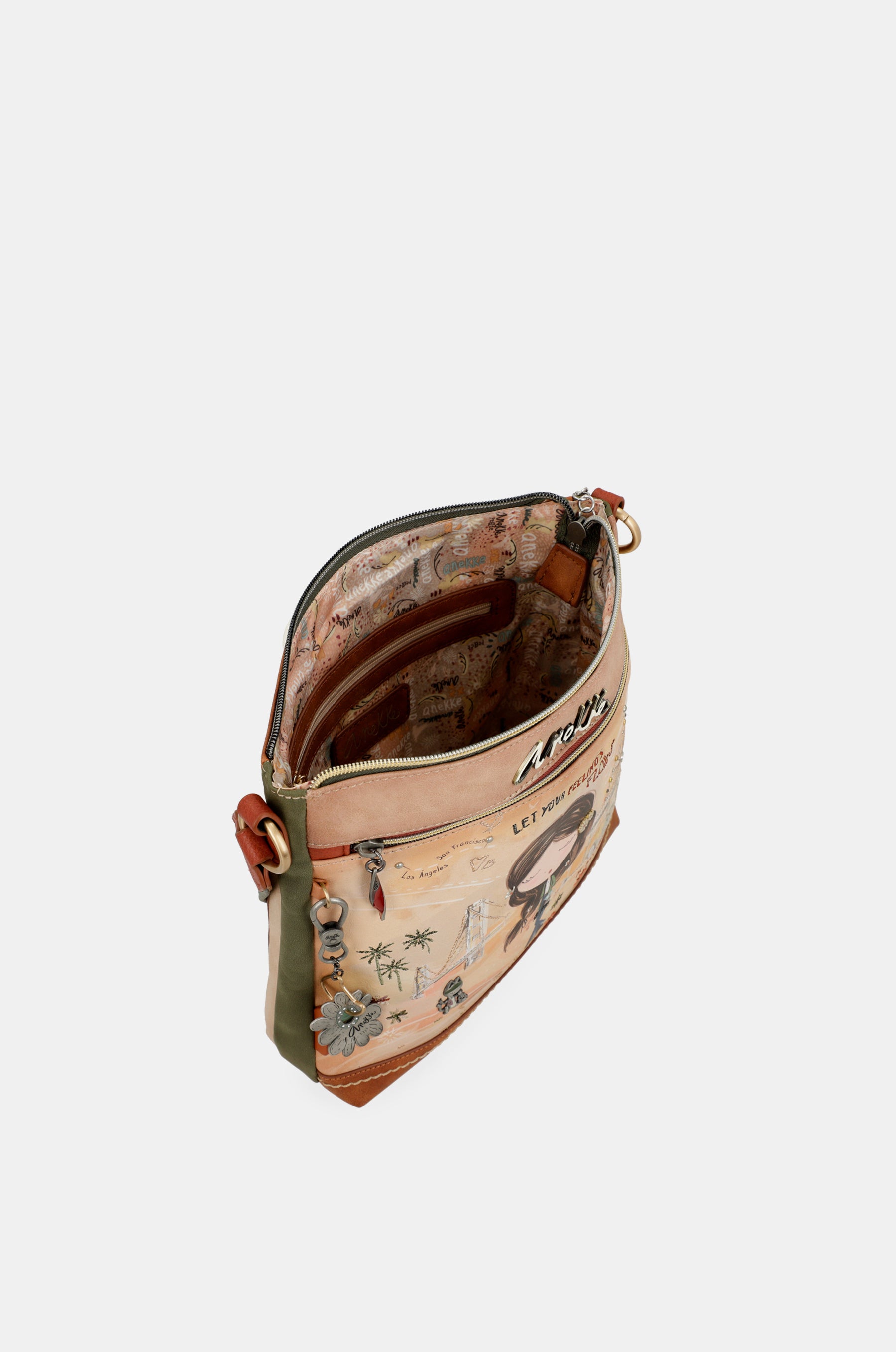 Sac bandoulière carré camel Peace & Love
