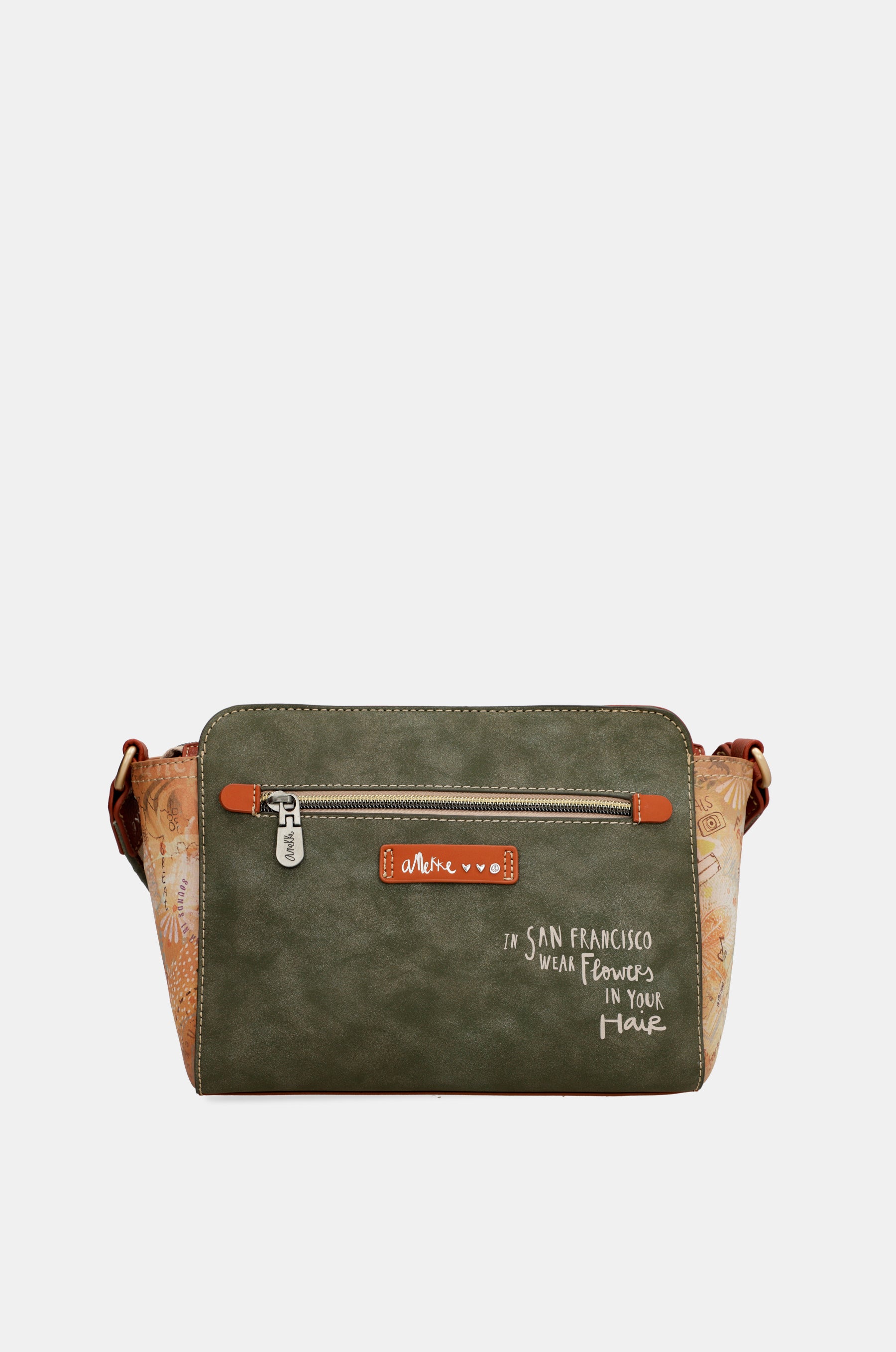 Sac bandoulière rectangulaire camel Peace & Love