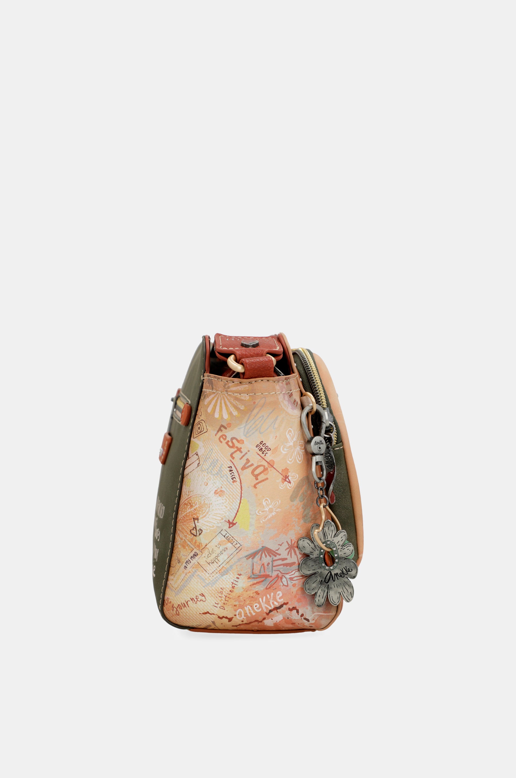 Sac bandoulière rectangulaire camel Peace & Love