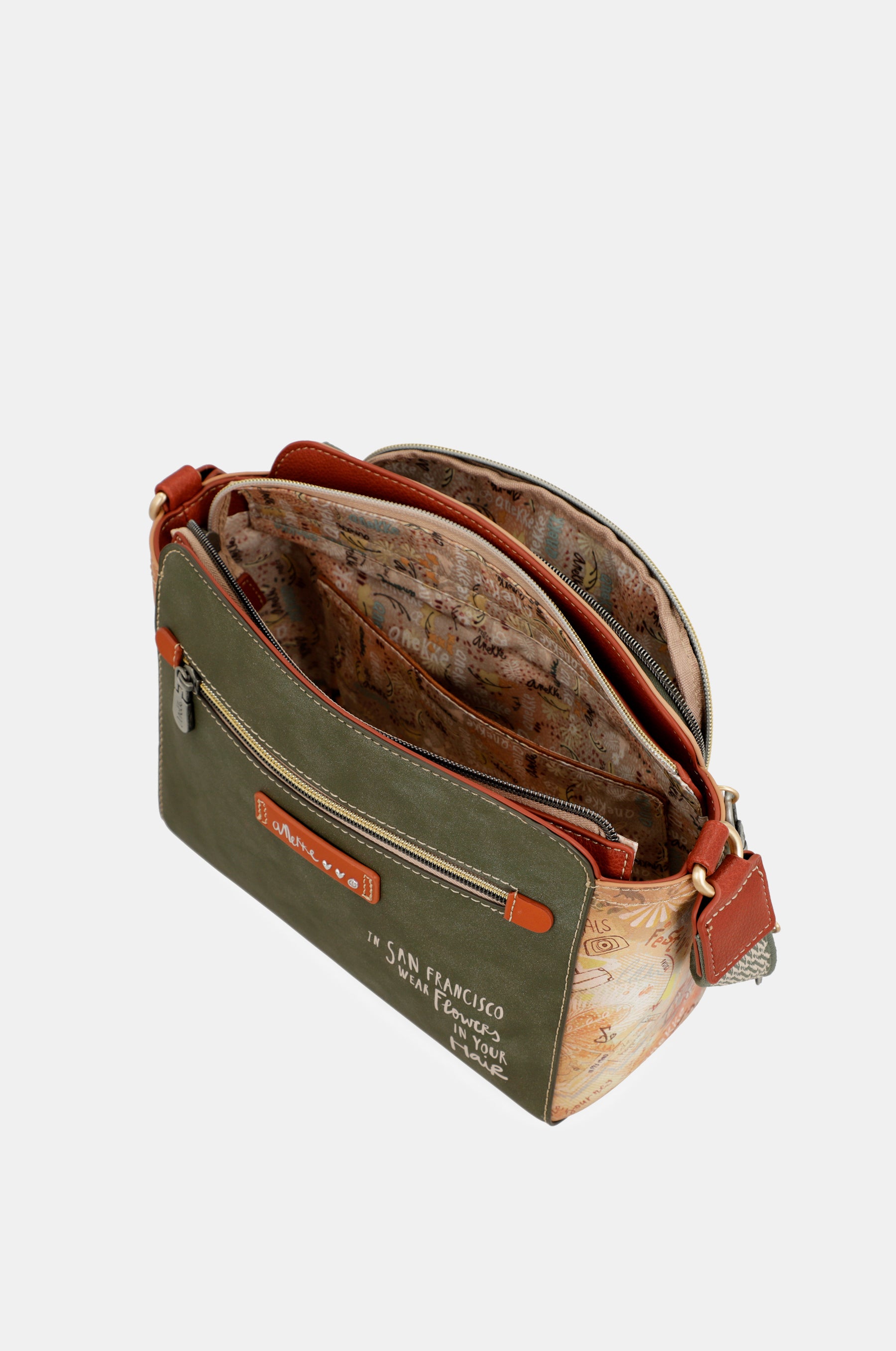 Sac bandoulière rectangulaire camel Peace & Love