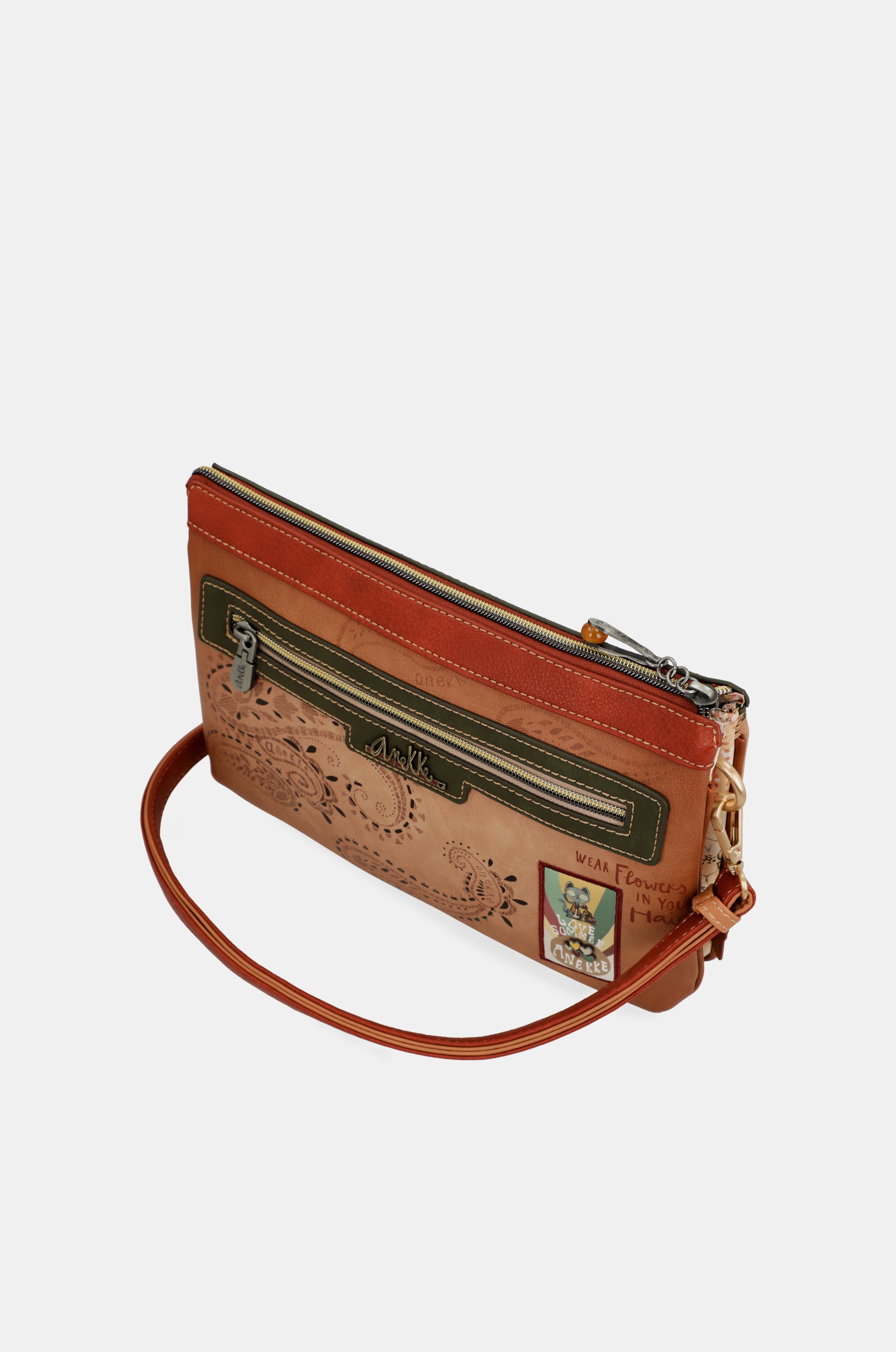 Sac bandoulière imprimé camel Peace & Love