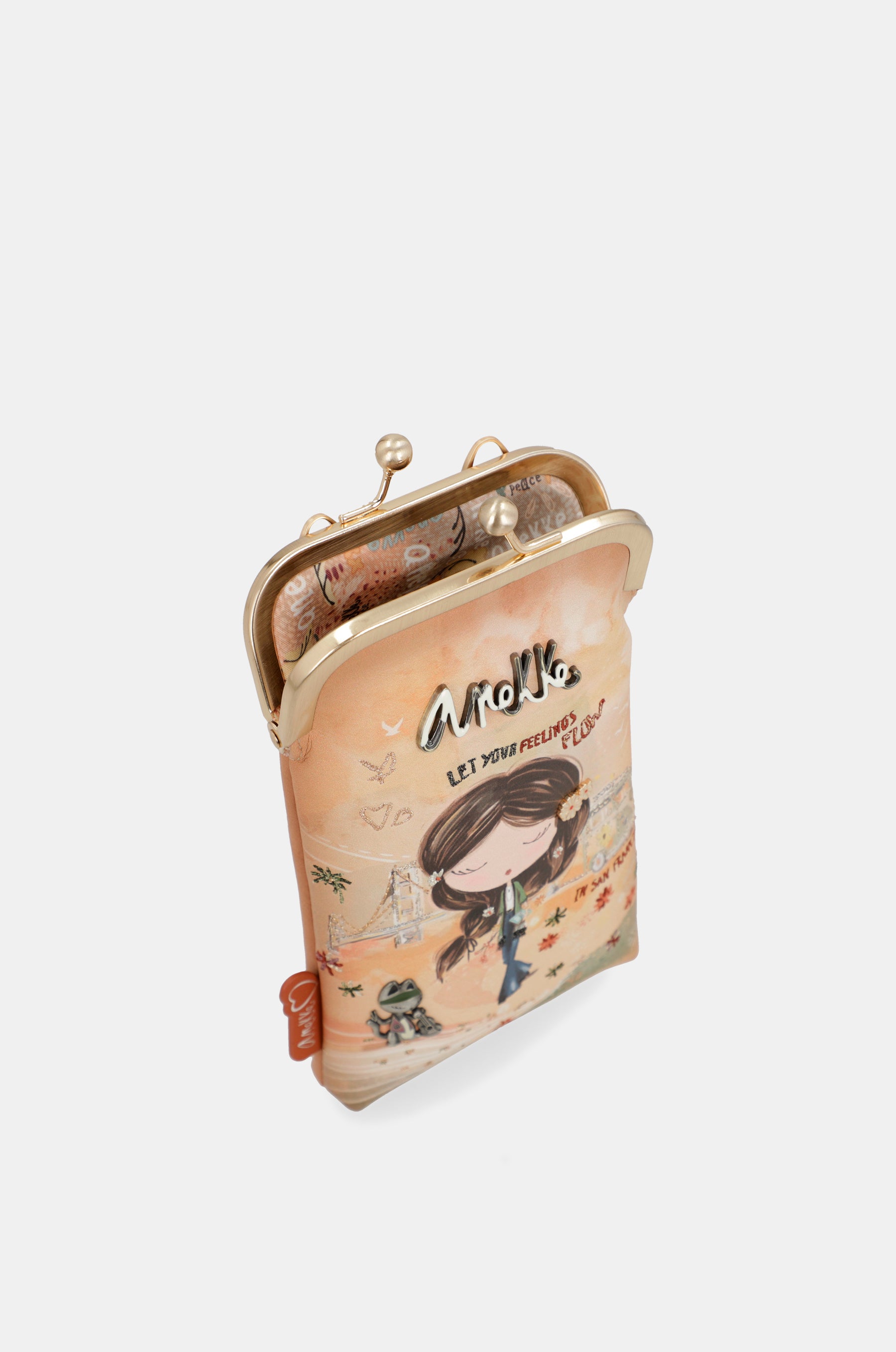 Sac portefeuille RFID 3-en-1 camel Peace & Love