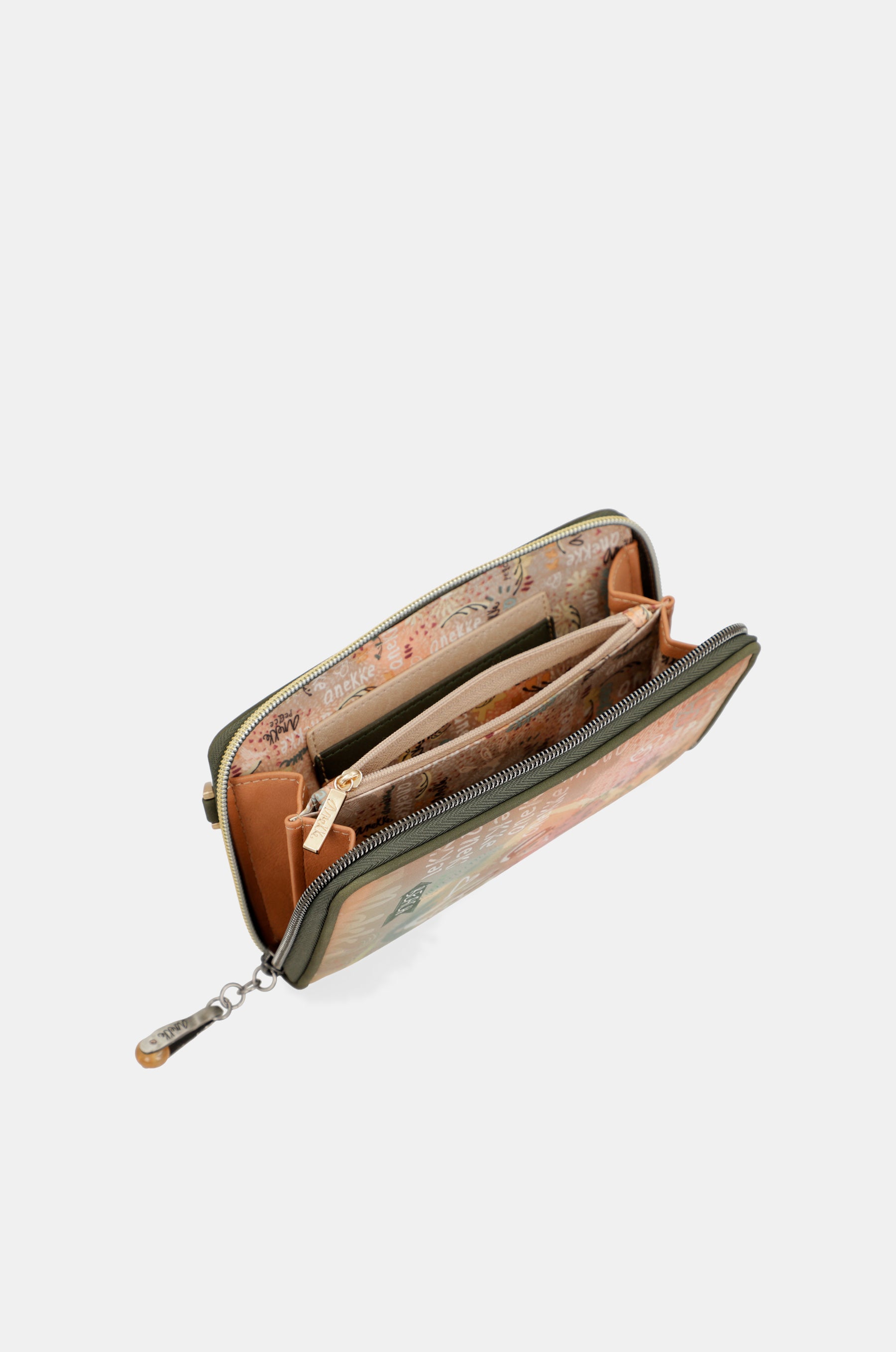 Sac portefeuille RFID 3-en-1 camel Peace & Love