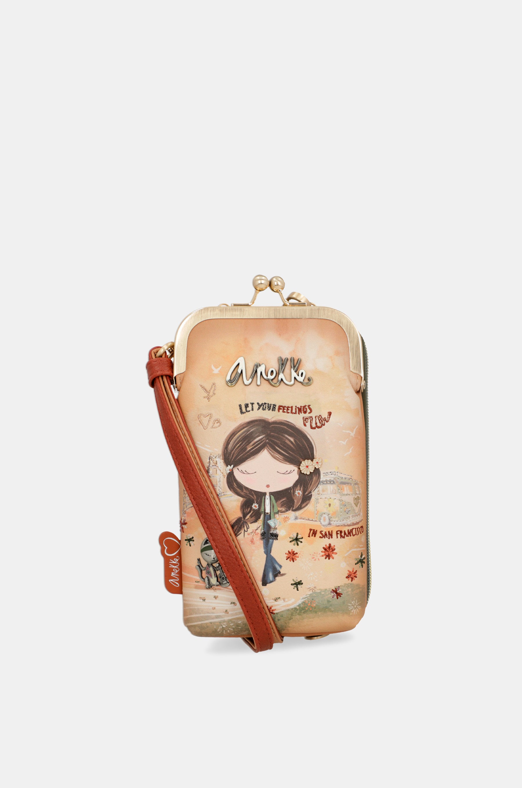 Sac portefeuille RFID 3-en-1 camel Peace & Love