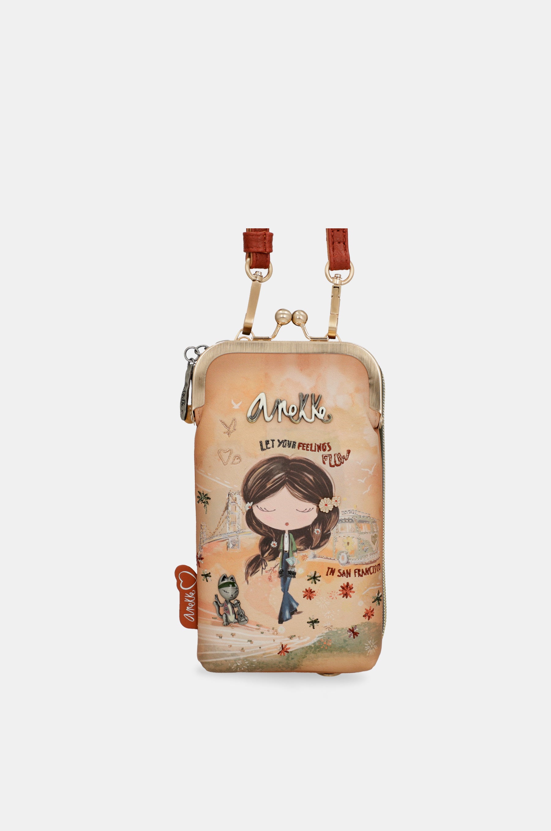 Sac portefeuille RFID 3-en-1 camel Peace & Love