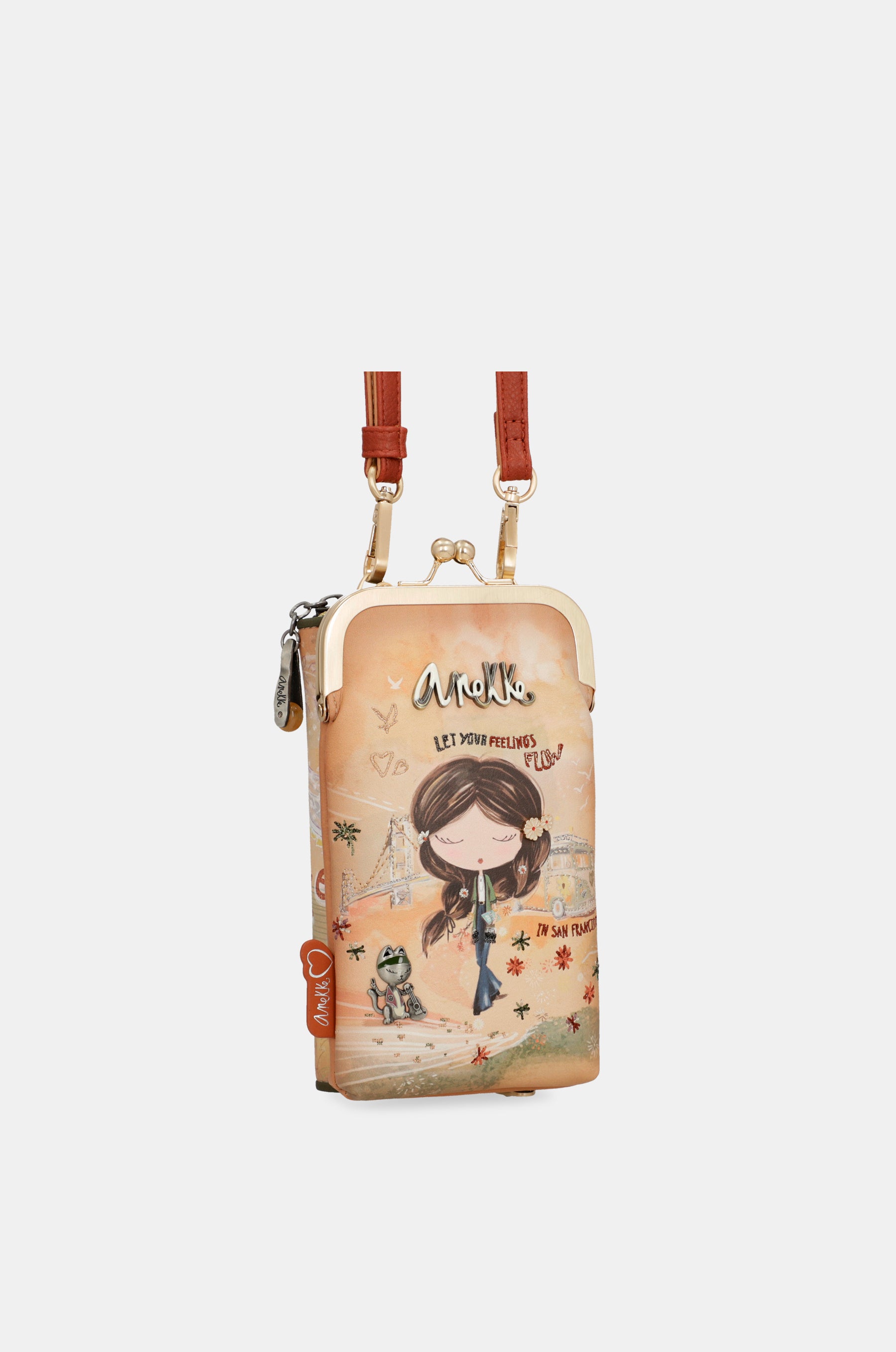 Sac portefeuille RFID 3-en-1 camel Peace & Love