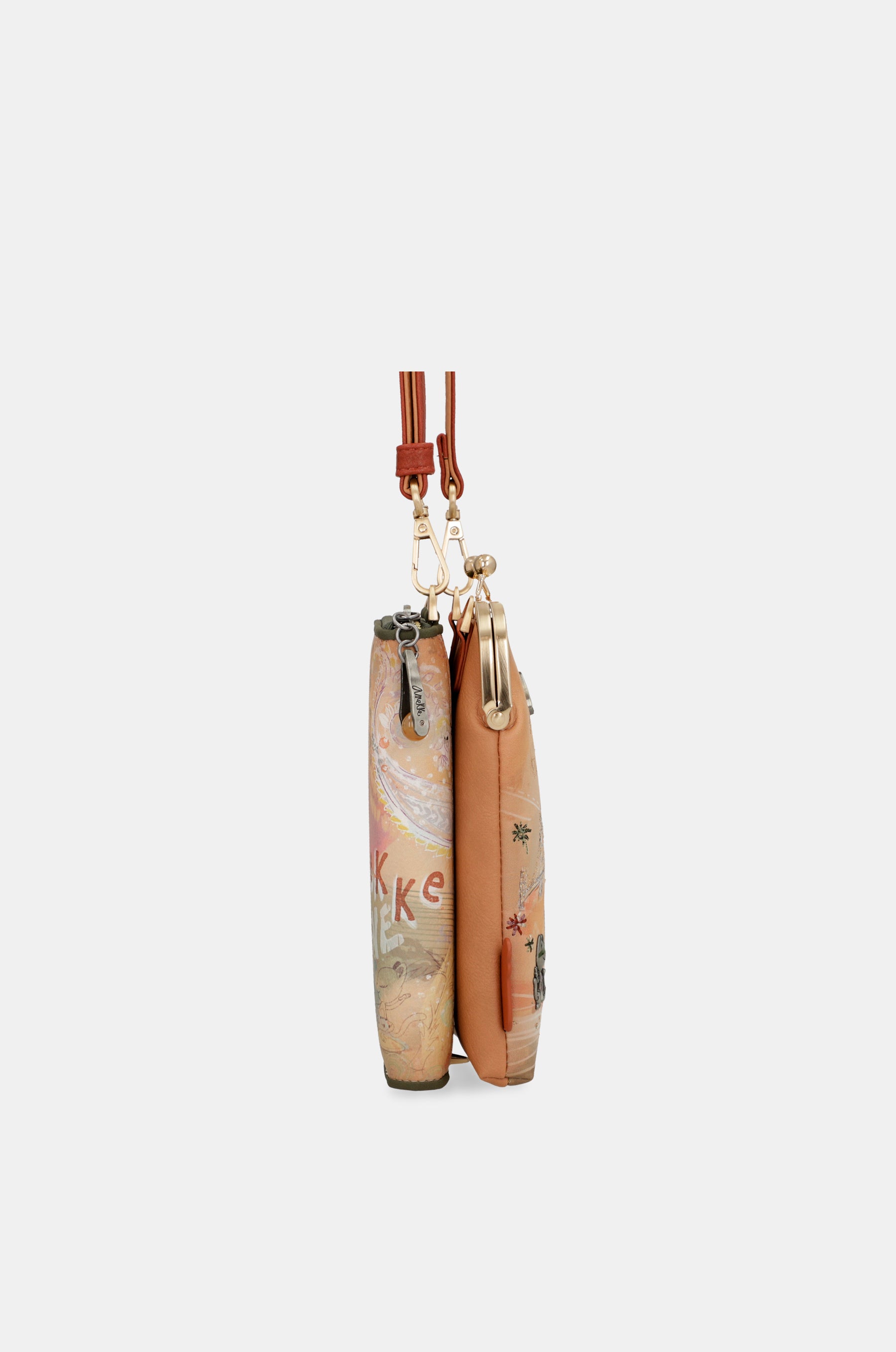 Sac portefeuille RFID 3-en-1 camel Peace & Love