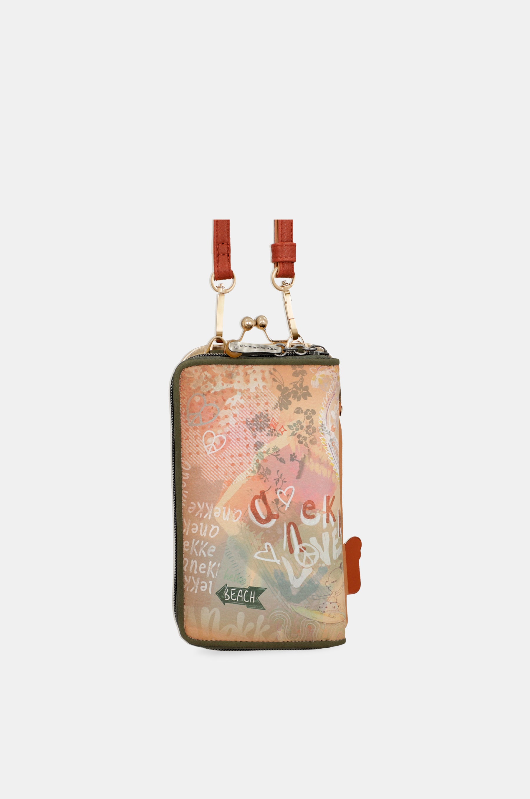 Sac portefeuille RFID 3-en-1 camel Peace & Love