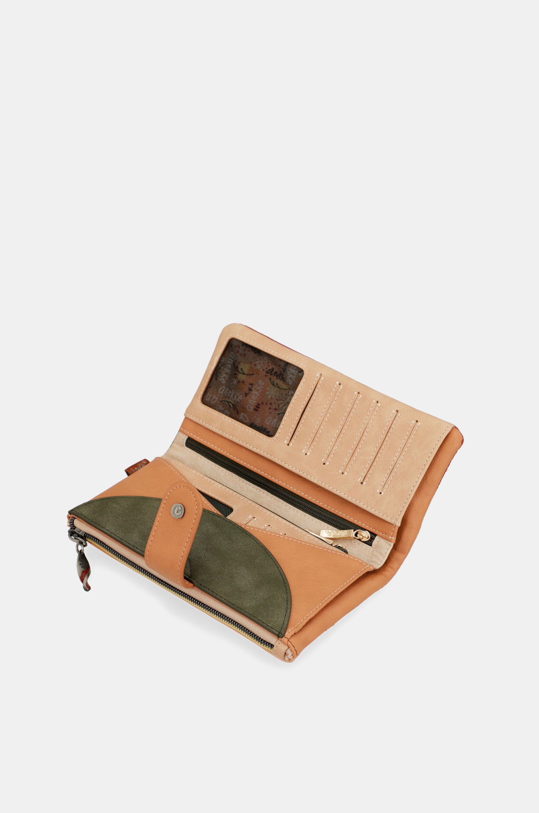 Portefeuille RFID grand format camel Peace & Love