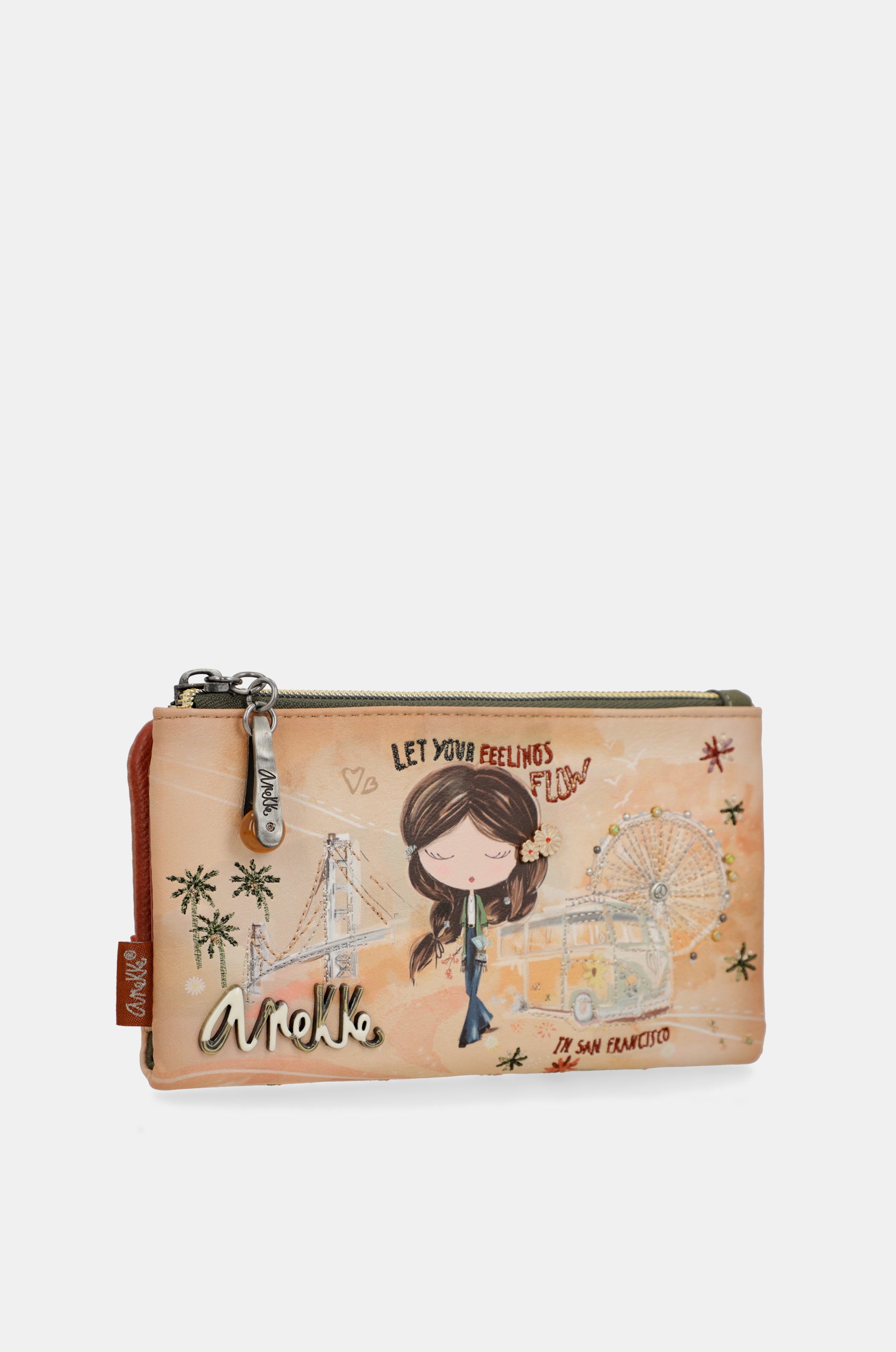 Portefeuille RFID souple camel Peace & Love