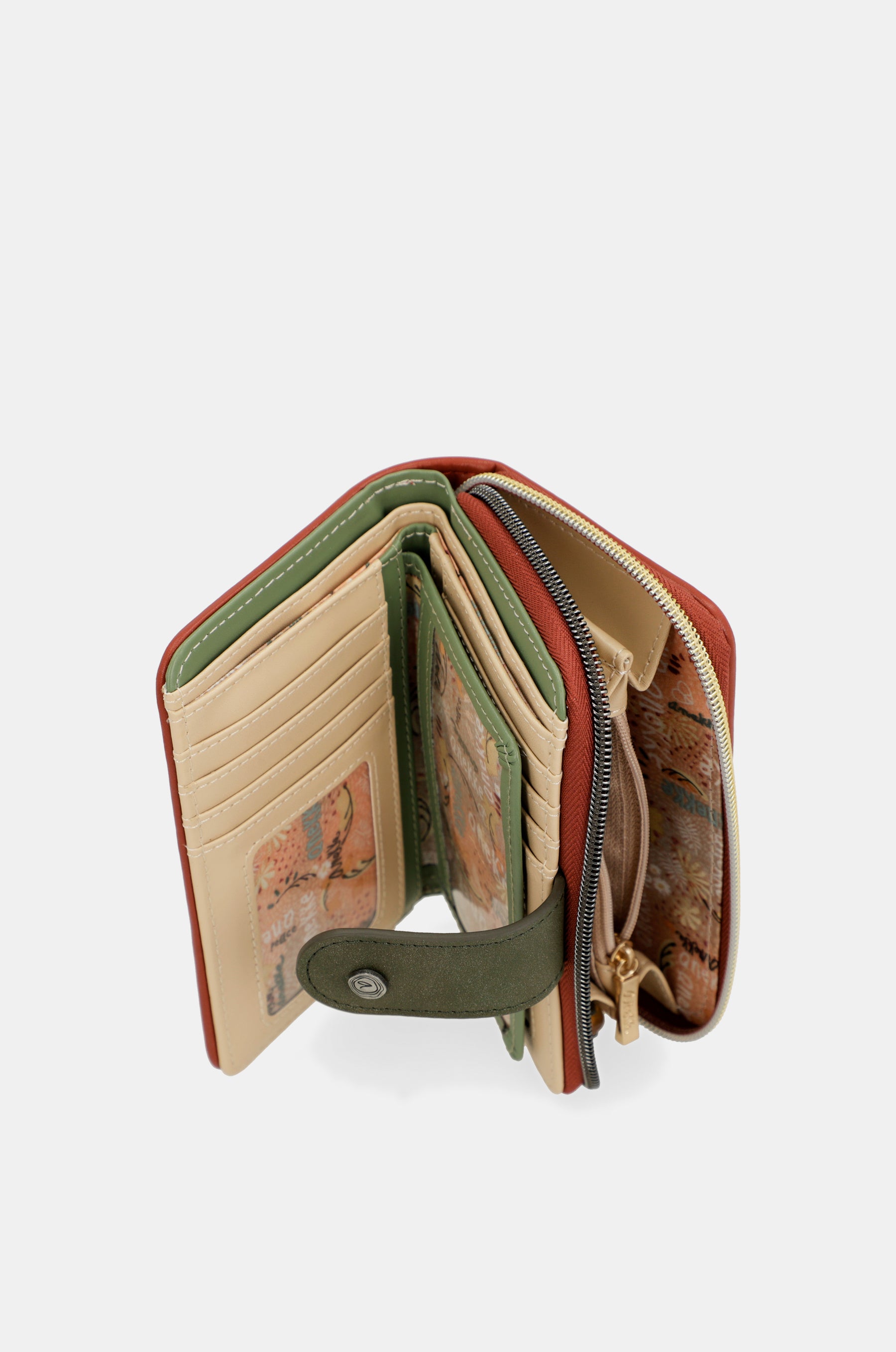 Portefeuille RFID moyen format camel Peace & Love