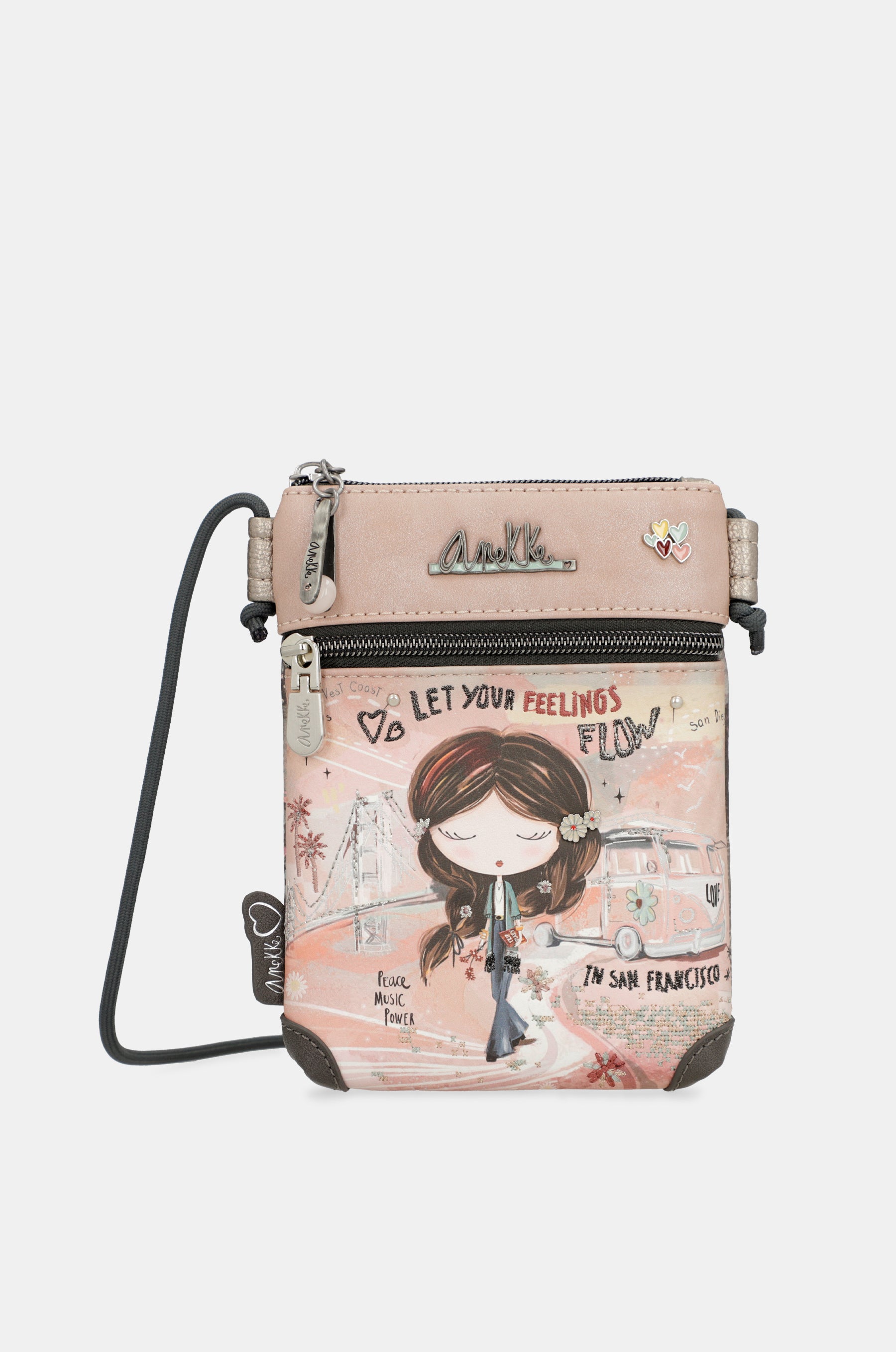 Mini sac bandoulière rose Peace & Love