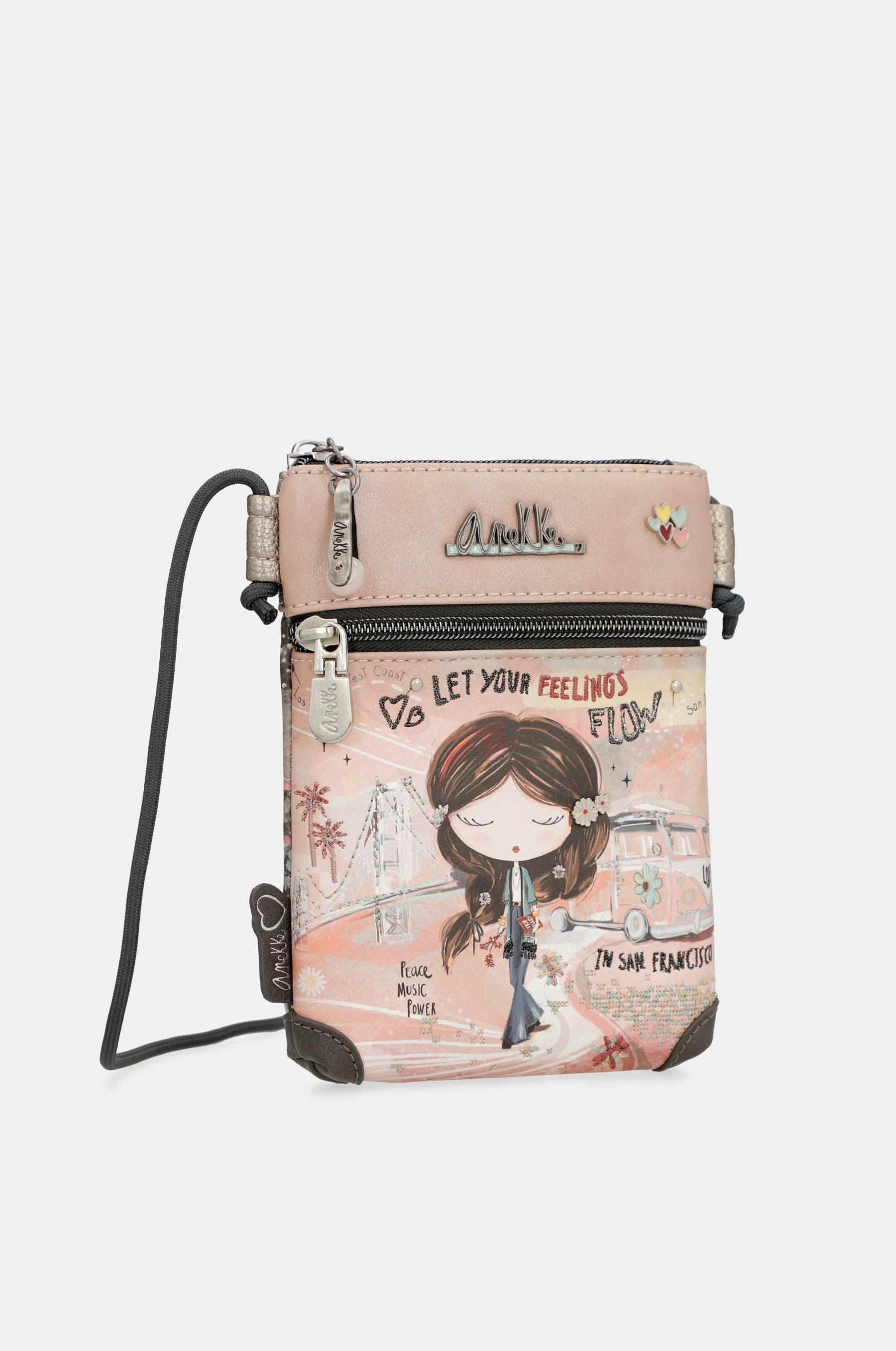 Mini sac bandoulière rose Peace & Love