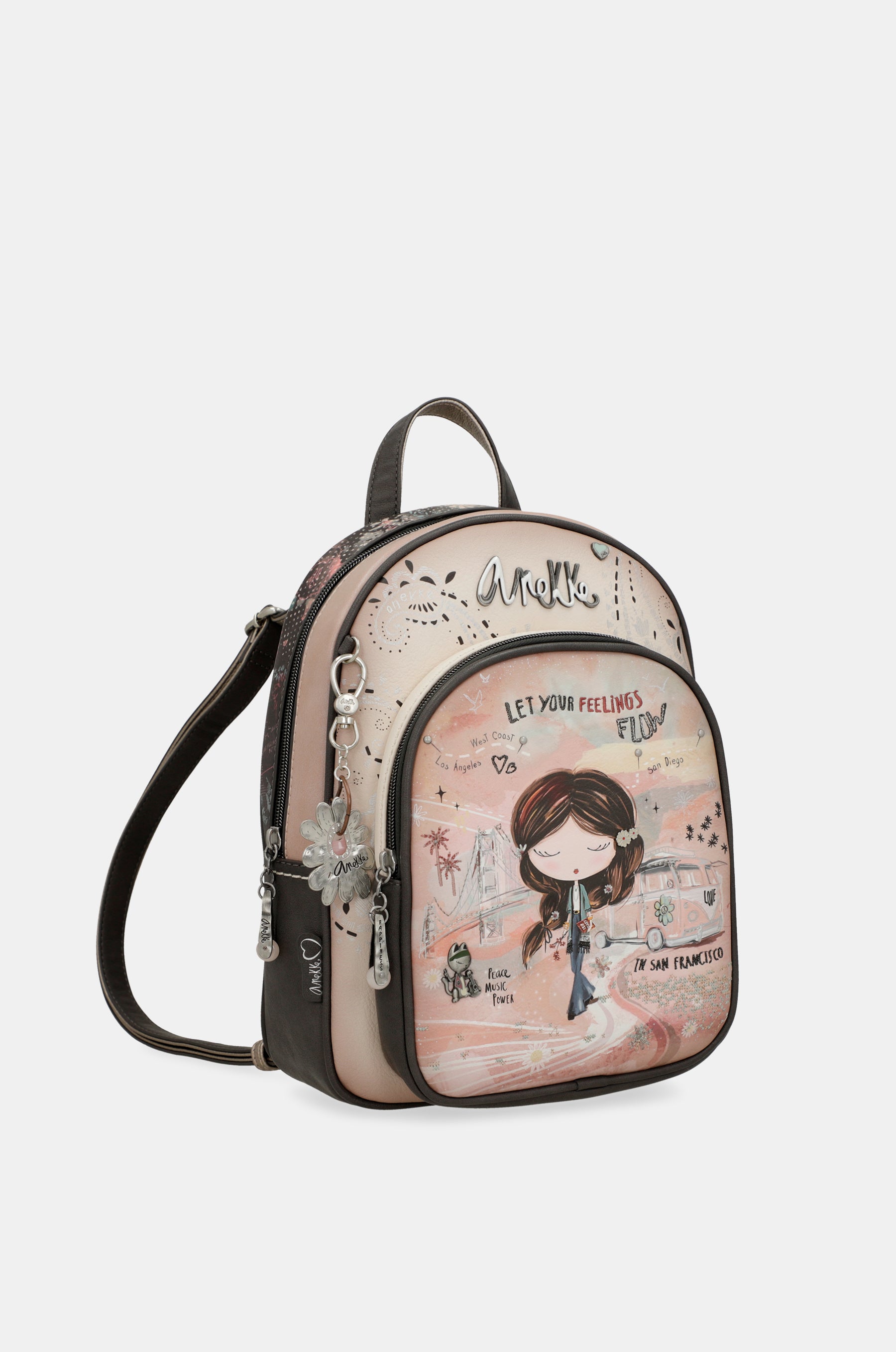 Sac à dos moyen format rose Peace & Love