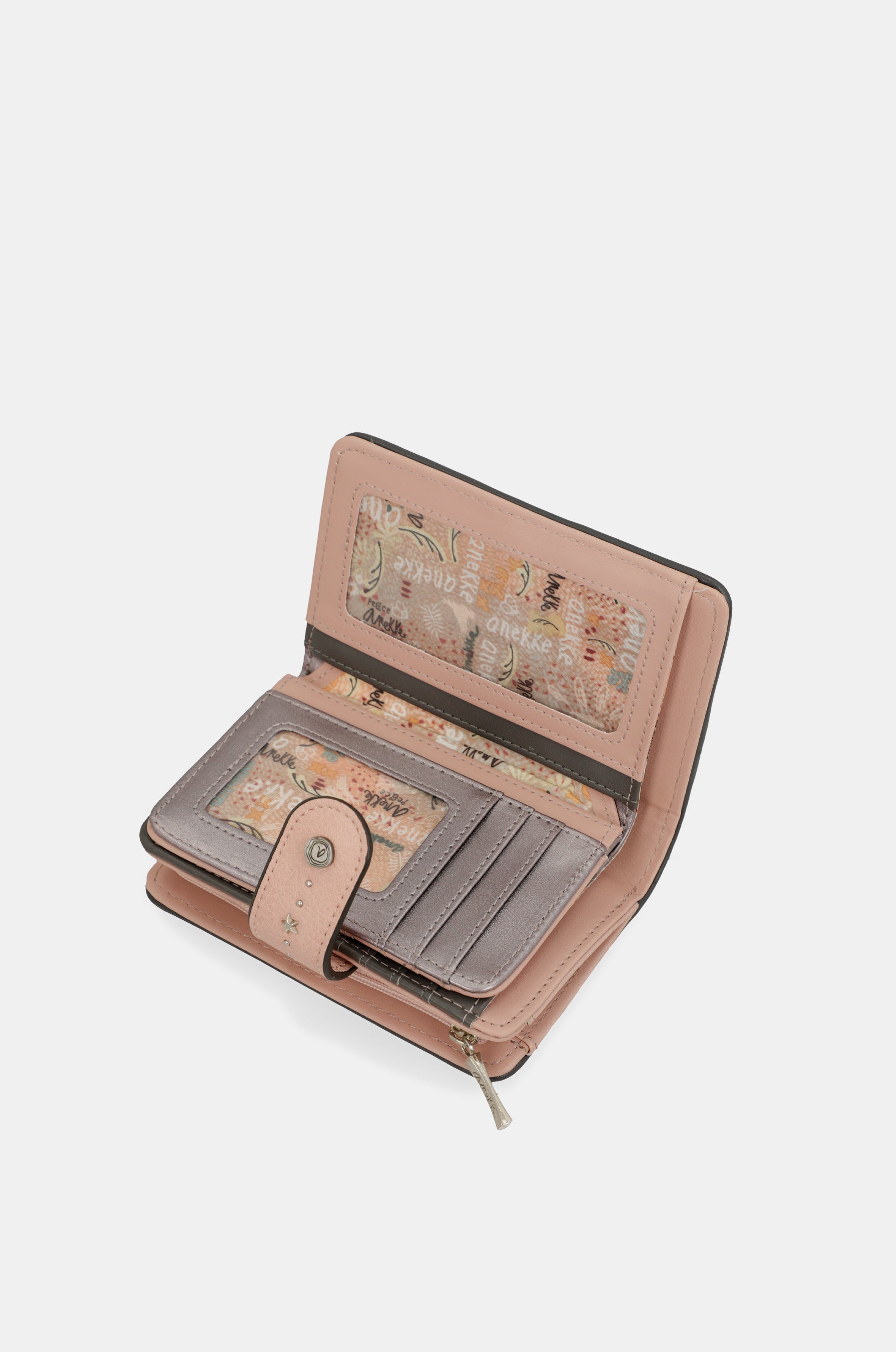 Portefeuille RFID moyen format rose Peace & Love