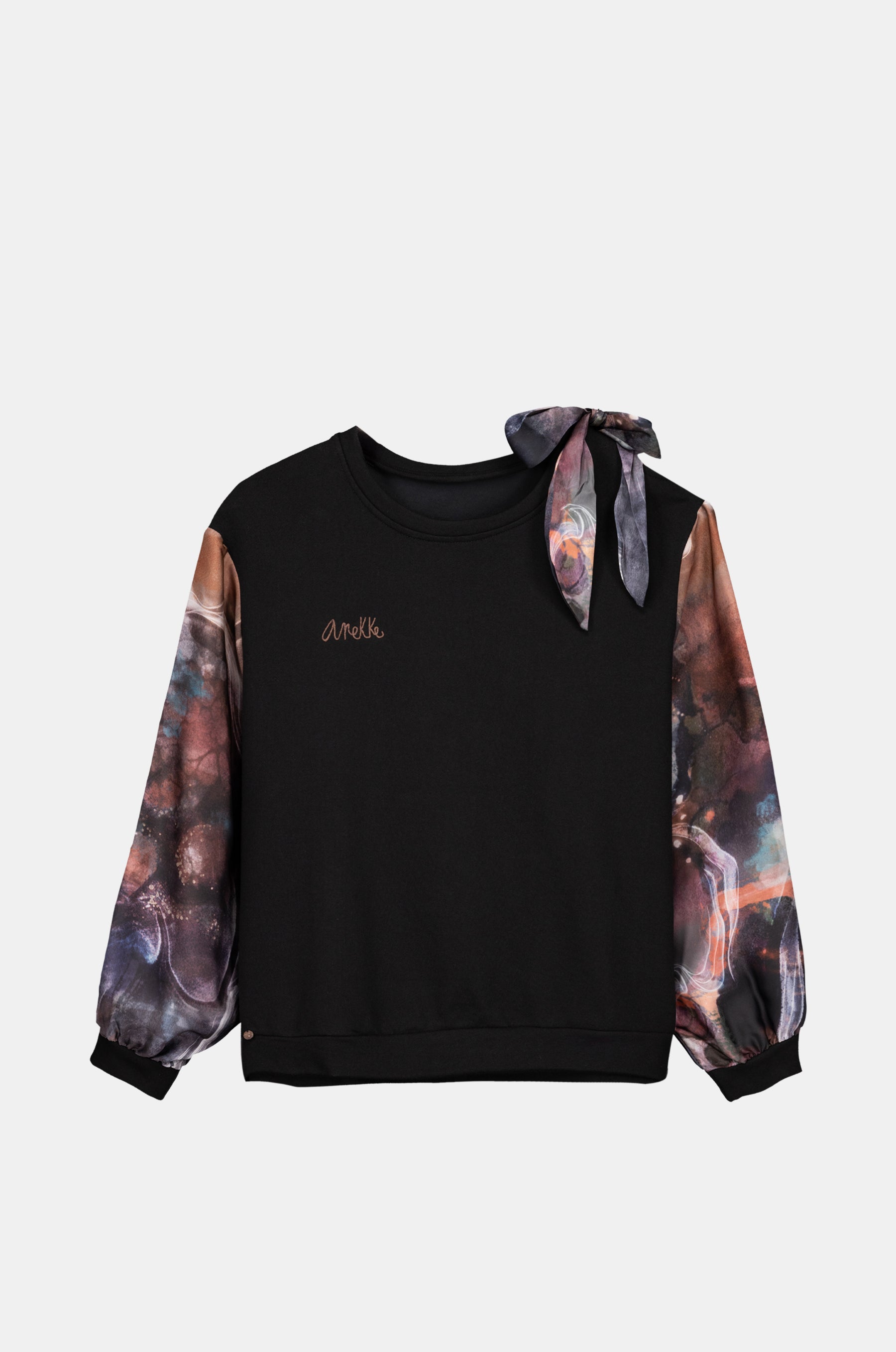 Sweat-shirt noir à manches imprimées