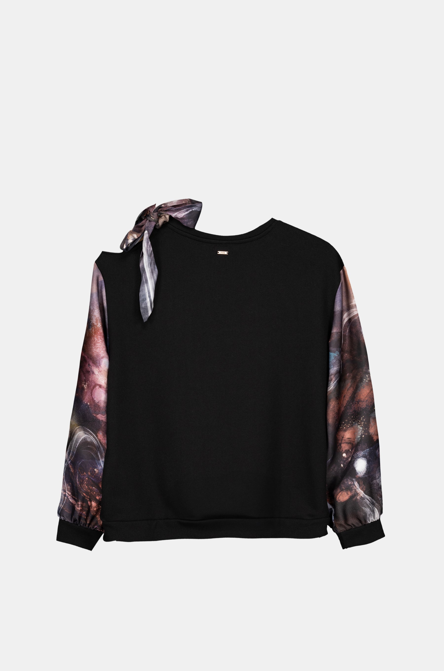 Sweat-shirt noir à manches imprimées