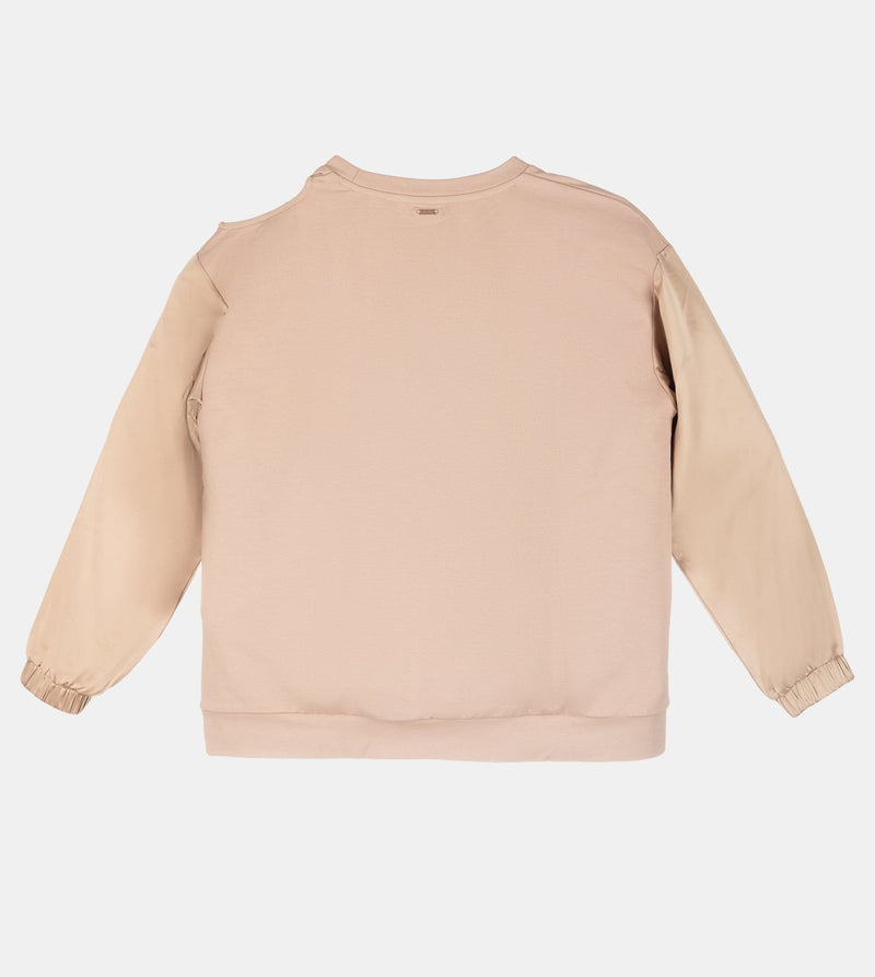 Sweat-shirt beige cut-out