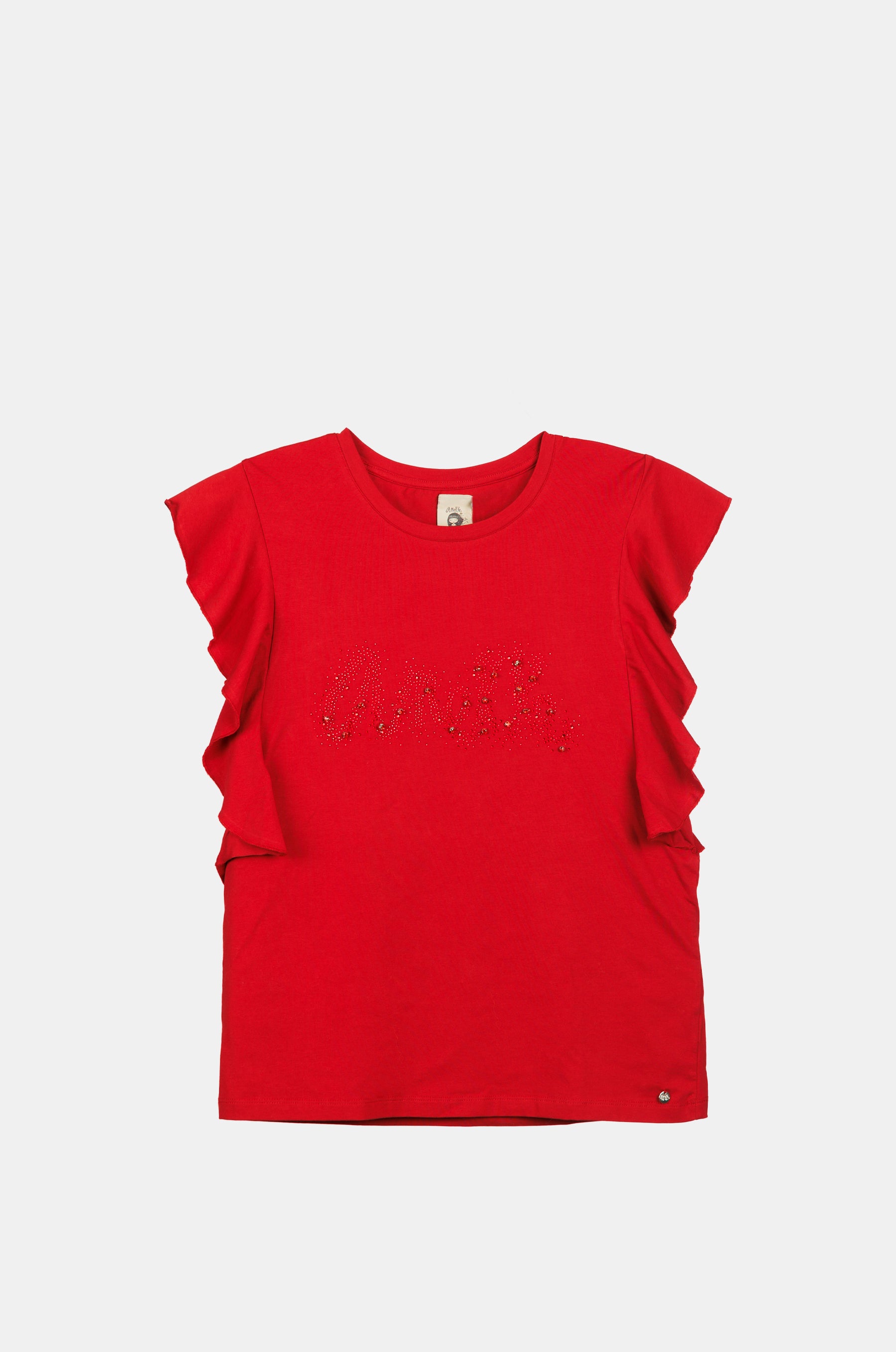 T-shirt rouge brillant à manches courtes Anekke
