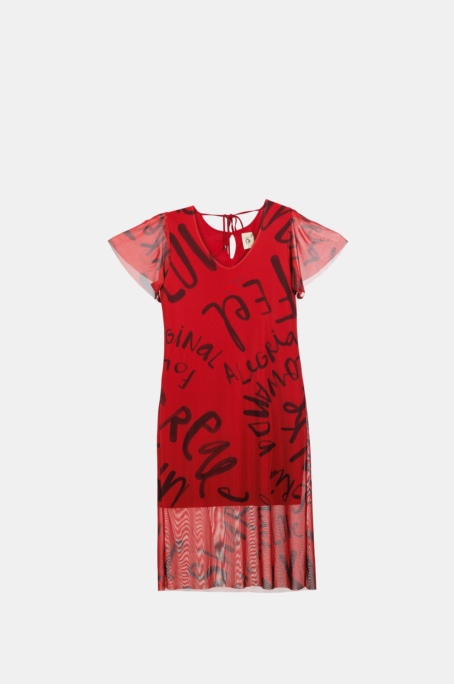 Robe rouge à manches courtes
