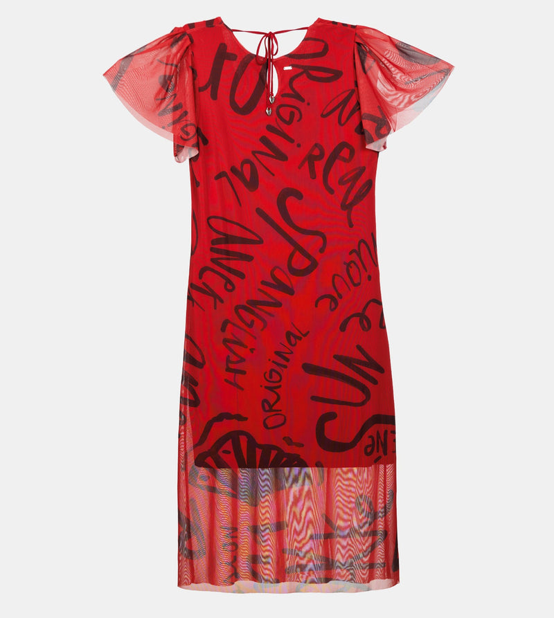 Robe rouge à manches courtes