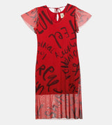 Robe rouge à manches courtes