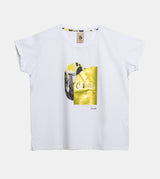 T-shirt blanc et doré à manches courtes Anekke