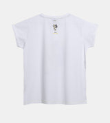 T-shirt blanc et doré à manches courtes Anekke