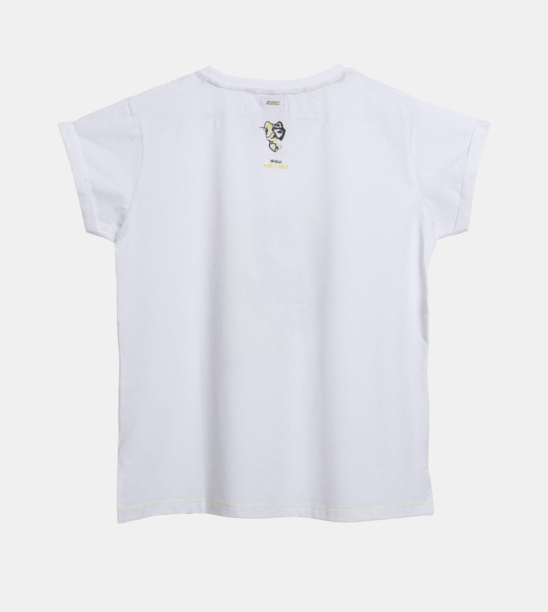 T-shirt blanc et doré à manches courtes Anekke