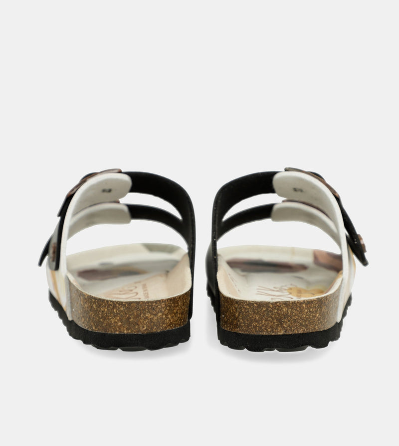 Sandales bio multicolores noires