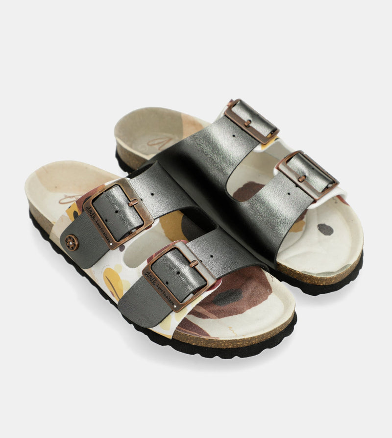 Sandales bio multicolores noires