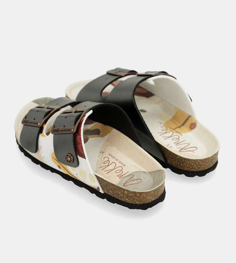 Sandales bio multicolores noires