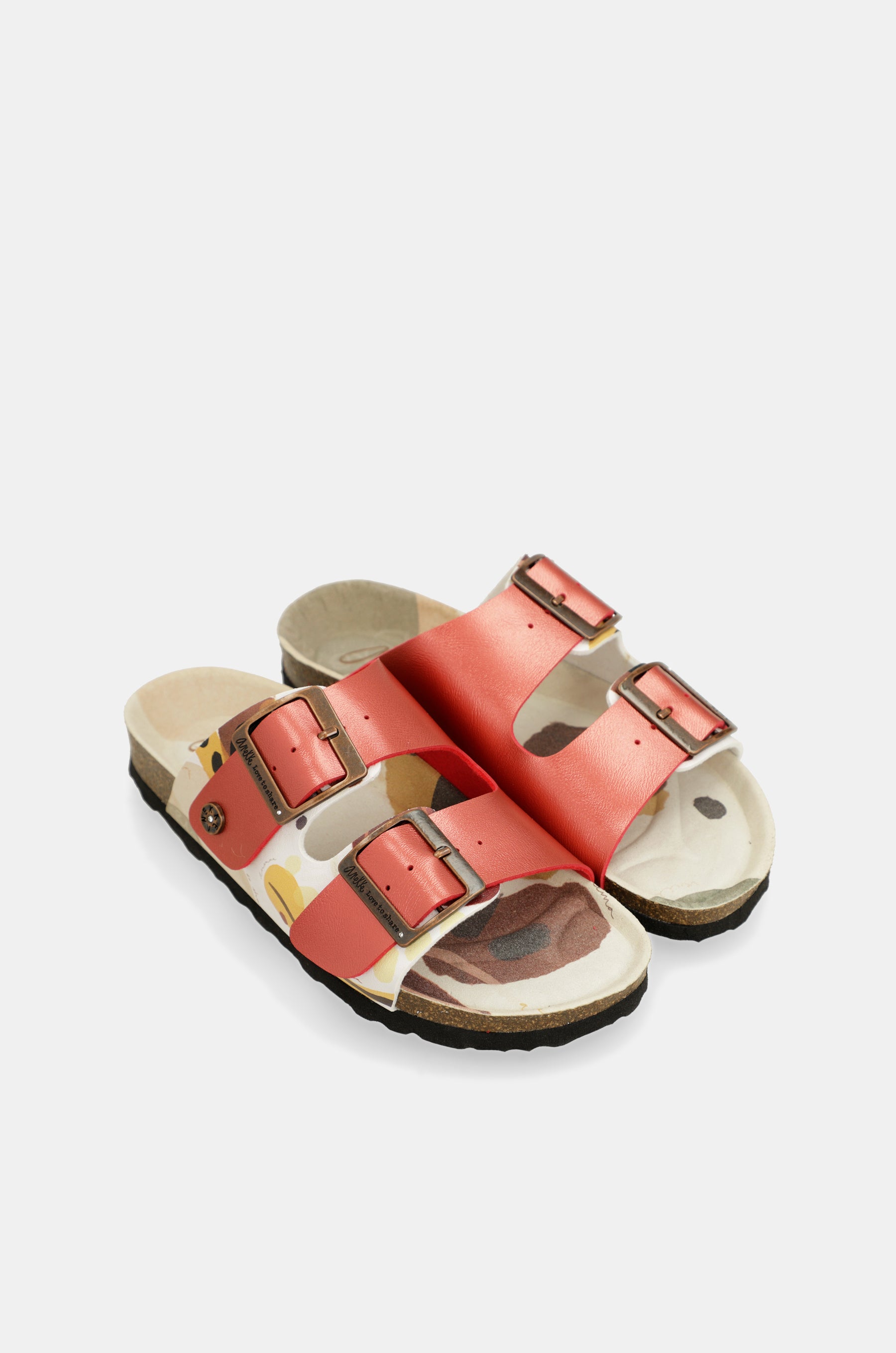 Sandales bio multicolores rouges