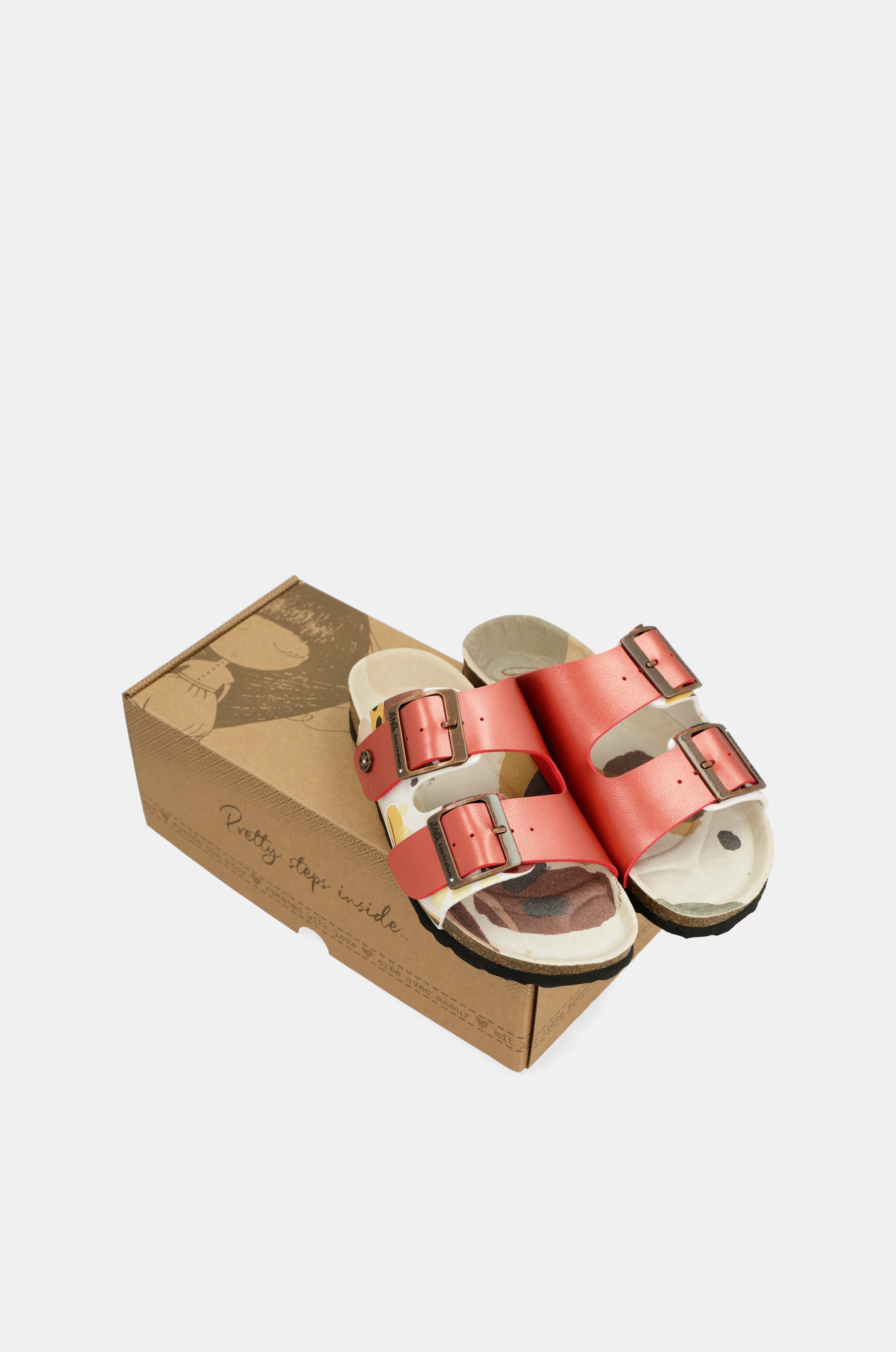 Sandales bio multicolores rouges