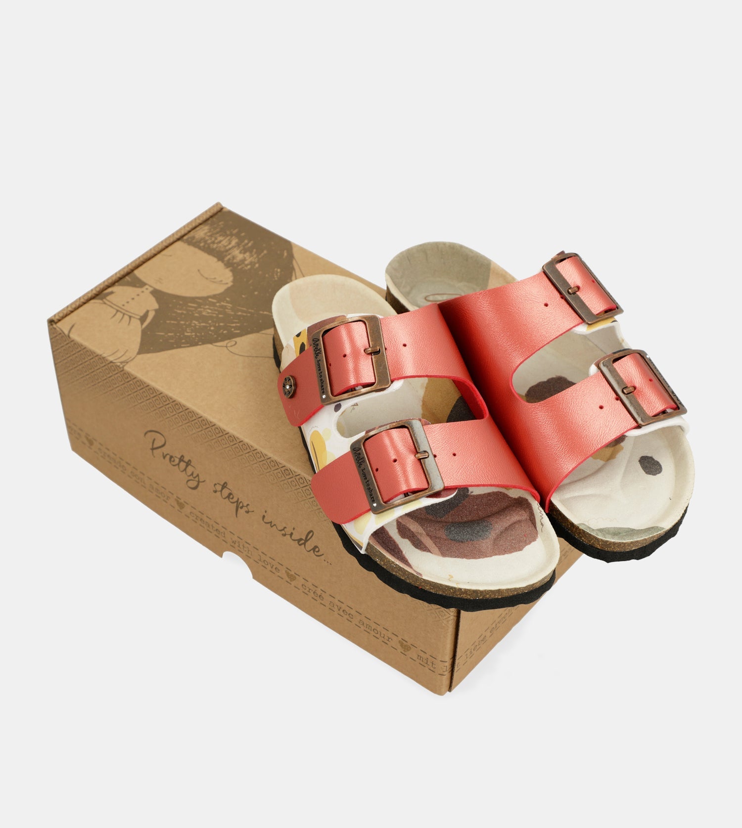 Sandales bio multicolores rouges