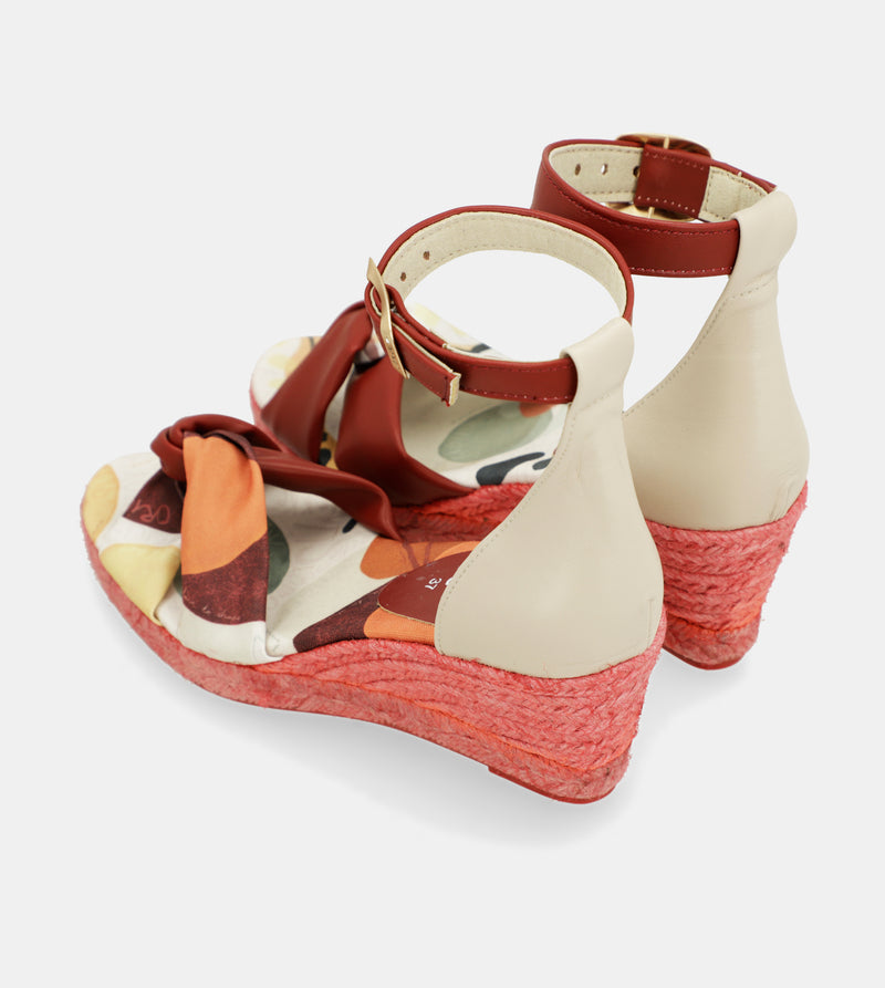 Sandales compensées en jute rouges Alma